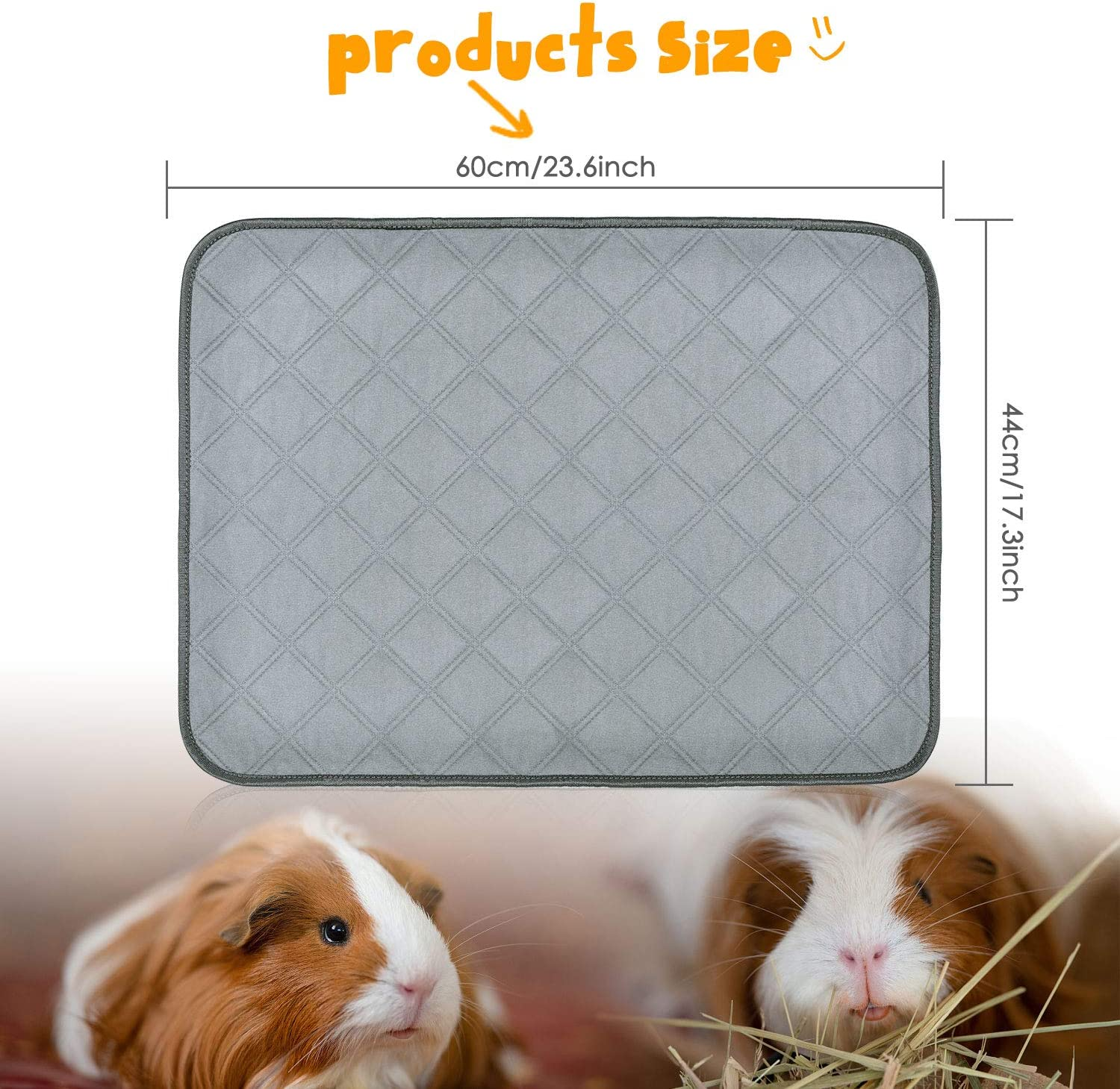 BWOGUE Guinea Pig Fleece Cage Liners, 2 Pack Washable Guinea Pig Pee Pads, Waterproof Reusable& anti Slip Guinea Pig Bedding Super Absorbent Pee Pad for Small Animals image number 3