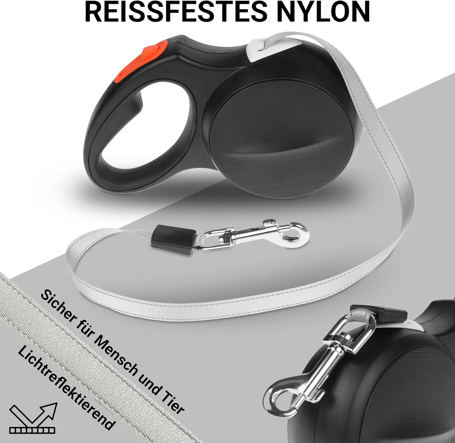 Finopet Dog Lead for Large Dogs and Medium up to 55 Kg, Dog Lead 5 M, Dog Lead Extendable and Innovative Automatic Brake System, Roller Lead, Running Lead for All Dog Harnesses image number 5