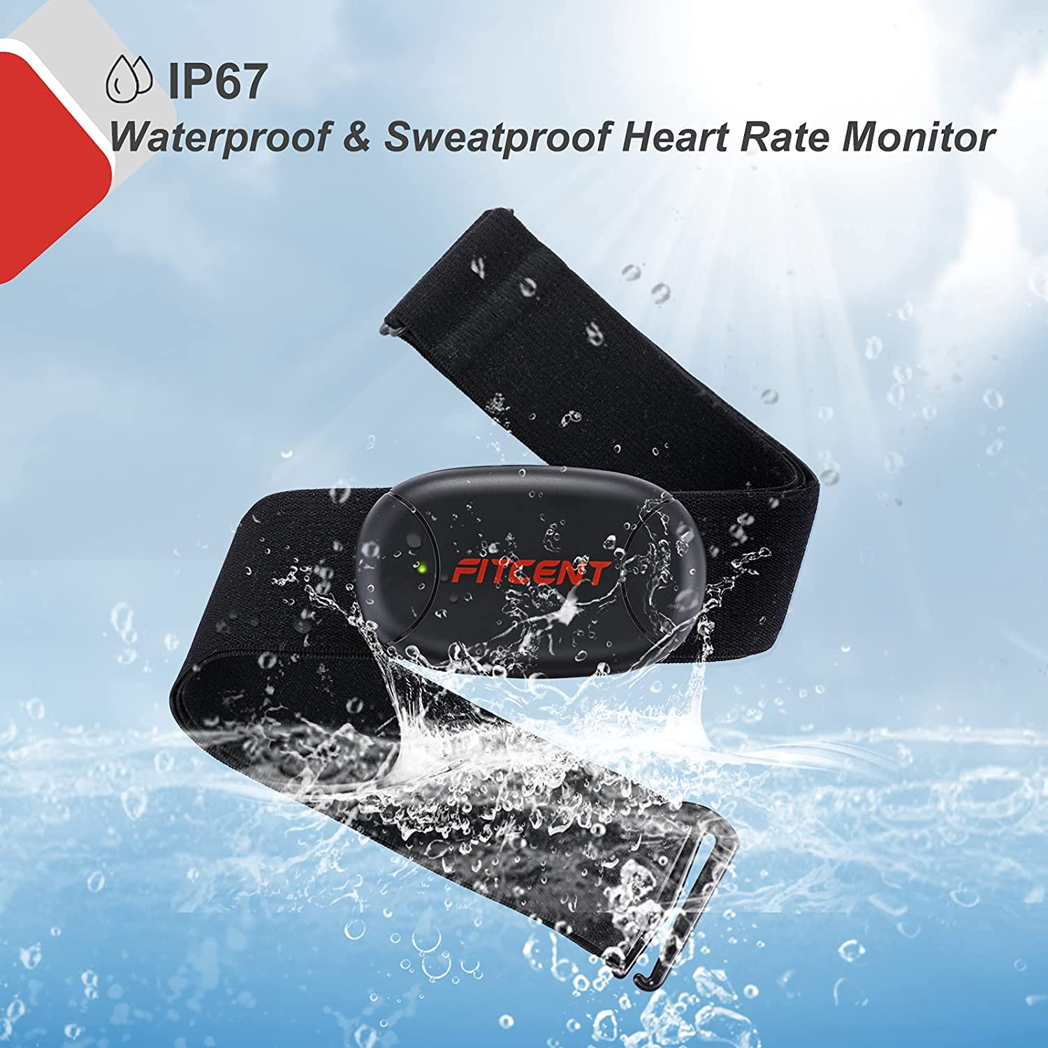 FITCENT Heart Rate Monitor Chest Strap with Wireless Charger, HR Sensor Belt Bluetooth 5.0, ANT+ and 5.3 Khz for Men Women image number 5