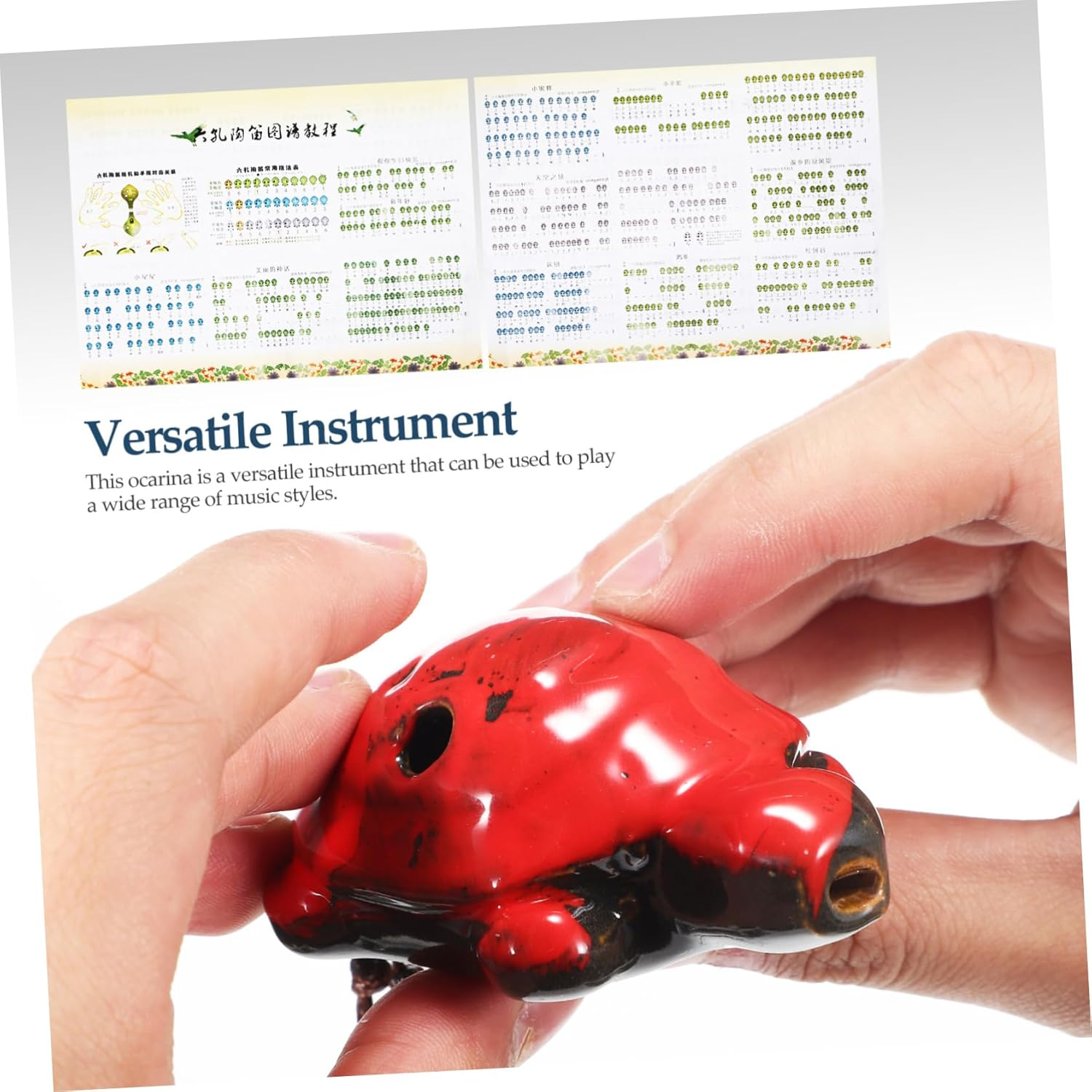 JOINPAYA 2Pcs Turtle 6 Hole Ocarina Mini Musical Instrument Wind Instruments Ocarina Bat Sound Frog Ocarina Necklace Guiro Turtle Pendant Ocarina Skincare Unique Didgeridoo White Porcelain image number 1