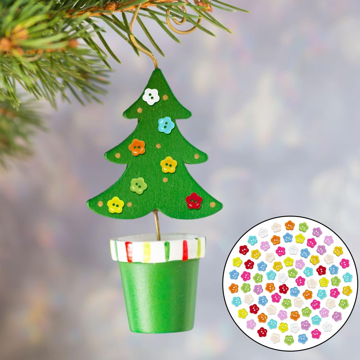 BEZANU Resin Buttons, 100 PCS Colorful Flower Shape Craft Buttons for Craft Project, Clothes Sewing (About 15Mm/0.59In) image number 6