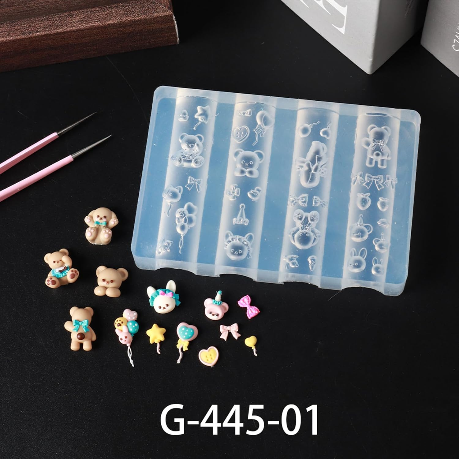 Nails Craft Mold, Nails Craft 3D Decoration Mold, Manicure Tool, Heart Bow Bear Cute Charm Making for Home, Traveling, Dating, Wedding