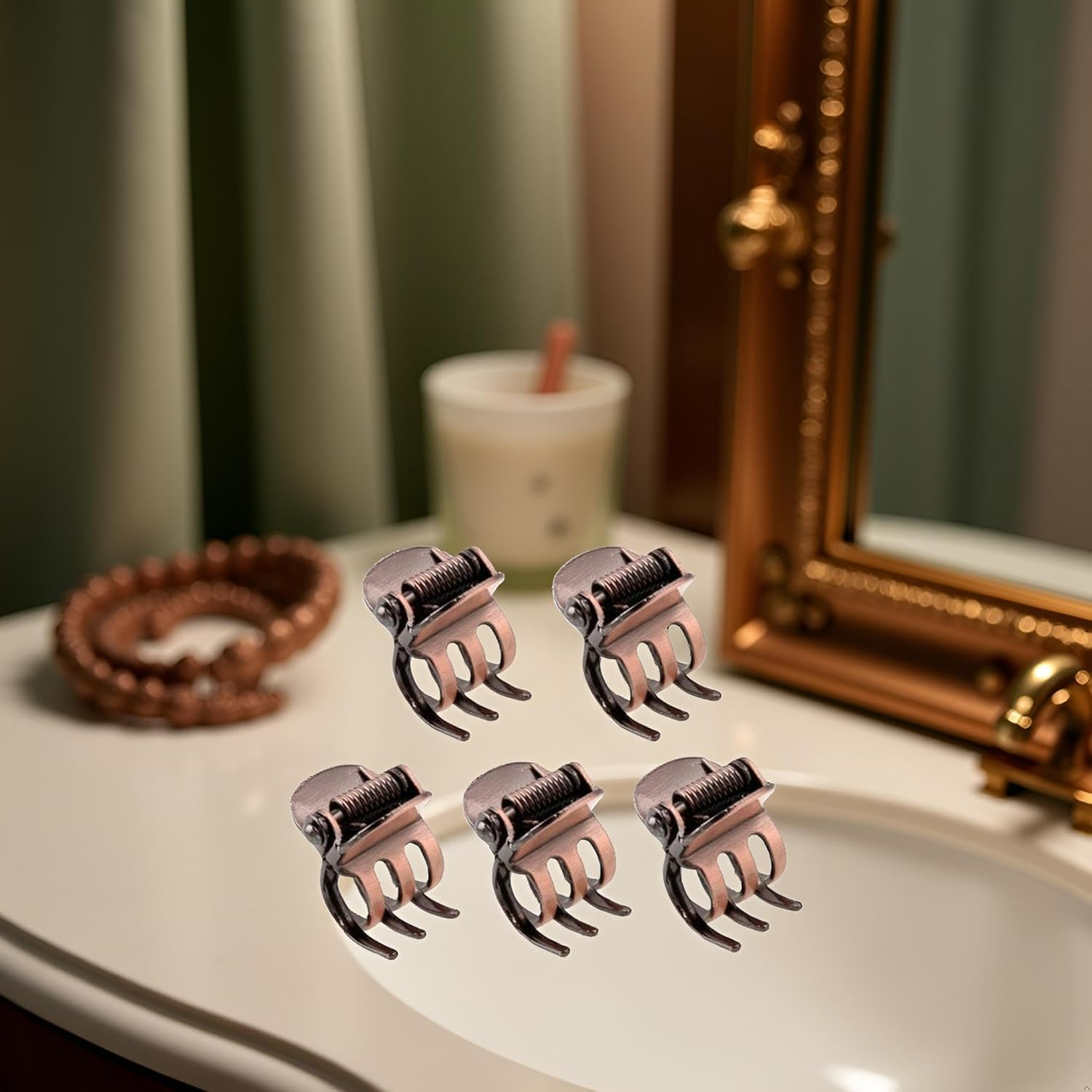 10PCS Mini Metal Hair Claw Clips for Women,Mini Metal Hair Claw Clips,Bronze Clamp Side Bangs Clip Hair Styling Tool Hairpins Hair Accessories for Women image number 1