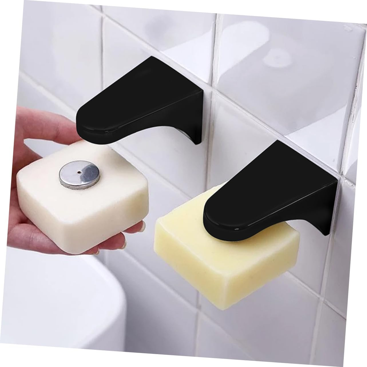 ERINGOGO 2Pcs Magnetic Soap Racks Wall Hanging Soap Holder for Bathroom Shower Storage Rack Easy to Use Clean image number 5