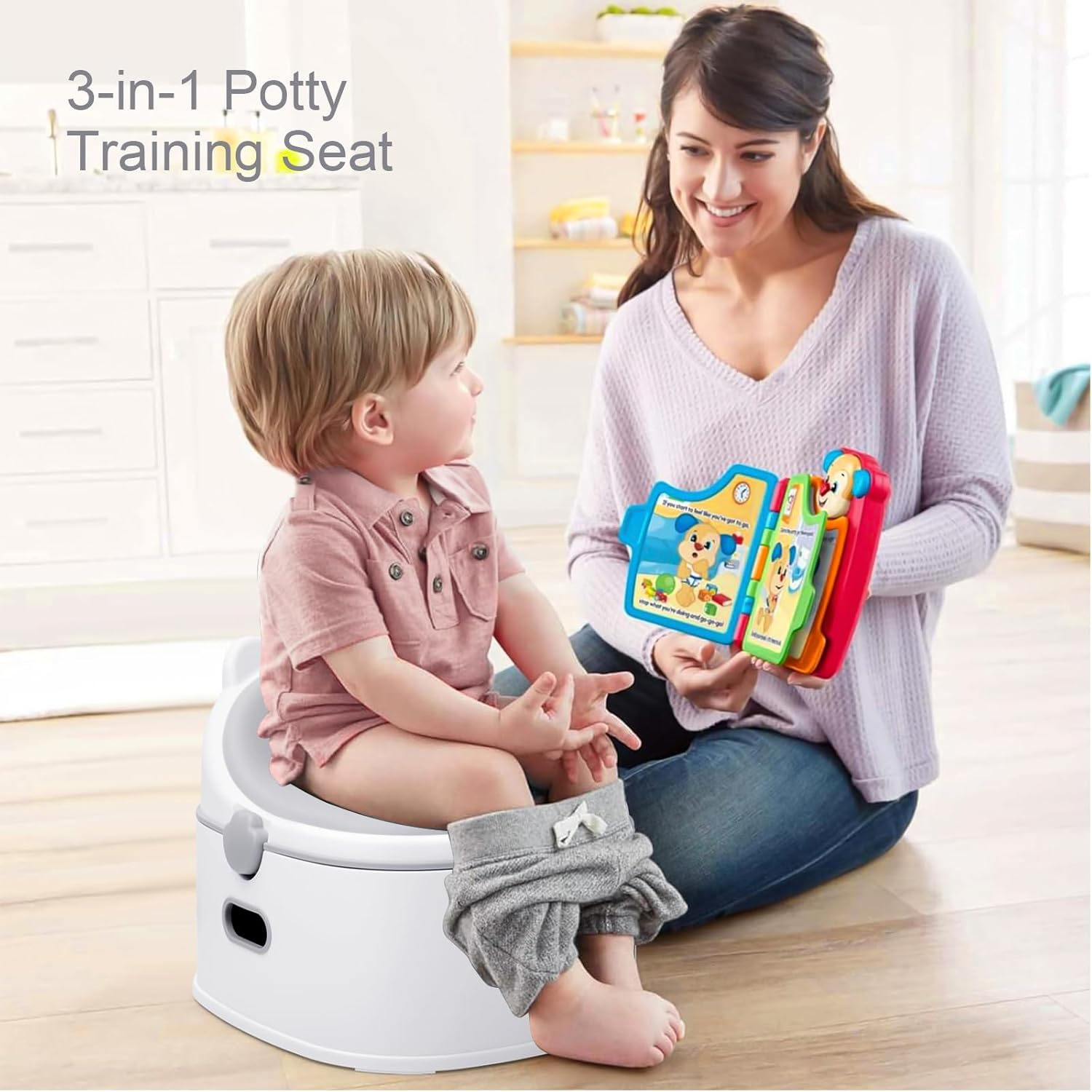 Timkos 3-In-1 Toddler Potty(Chair, Seat, Step Stool), Potty Training Seat - 10 CM Splash Guard, Soft & Comfortable Silicone Step Stool and Toilet Seat, Easy to Clean with Non-Slip Safety for Toddlers image number 1