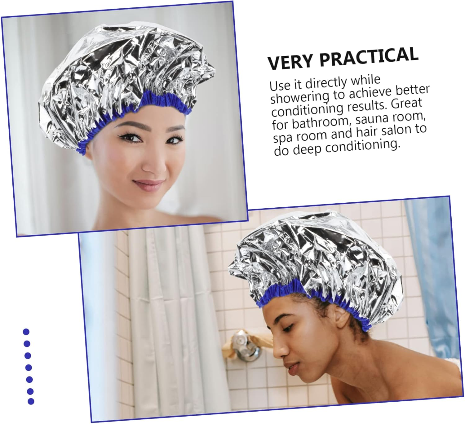 CALLARON 1Pc Heating Hair Processing Cap Reusable Foil Hair Care Cap for Deep Conditioning Heat Insulation Elastic Design for Home Salon Use Silver image number 2