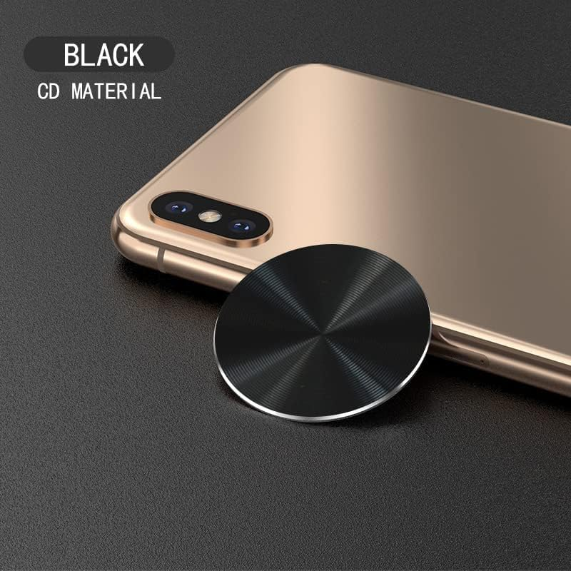 IKEEP Metal Plates Replacement Set 4 Pack for Magnetic Car Mount. Kit of 4 Black round Discs without Holes for Case Back, Phone Magnets. Strong 3M Adhesive Backing Circular Cell Phone Holder Stickers