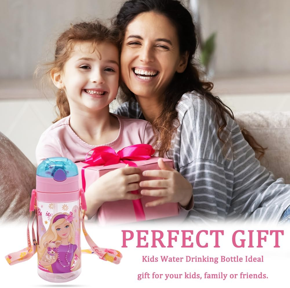 PLNVNVP Barbi Children'S Water Bottle, Barbi Water Bottle with Straw, Water Bottle for Girls and Boys for School, Travel and Outdoor Sports, 520 Ml, Purple image number 5