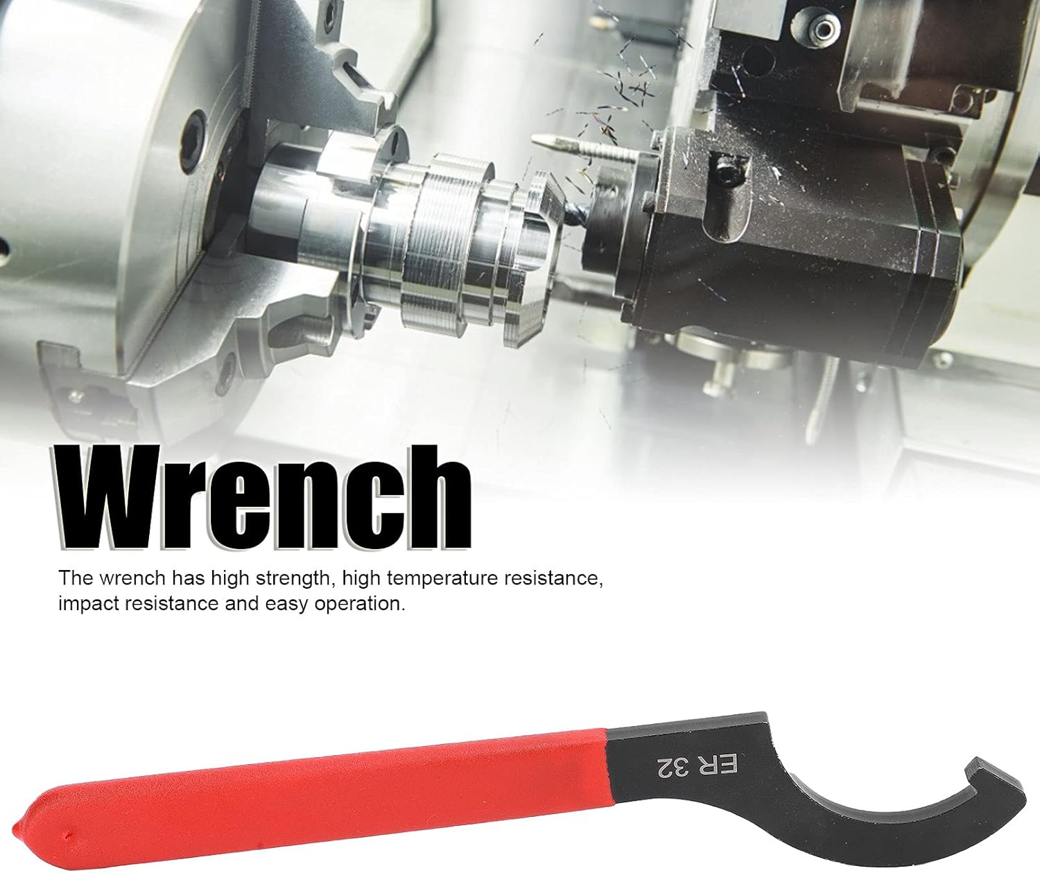ER32-UM Hook Wrench, High Speed Steel Collet Wrench, Replacement Spring Nut, Collet Replacement Tool, Durable Wrench for Efficient Clamping of Workpieces image number 4