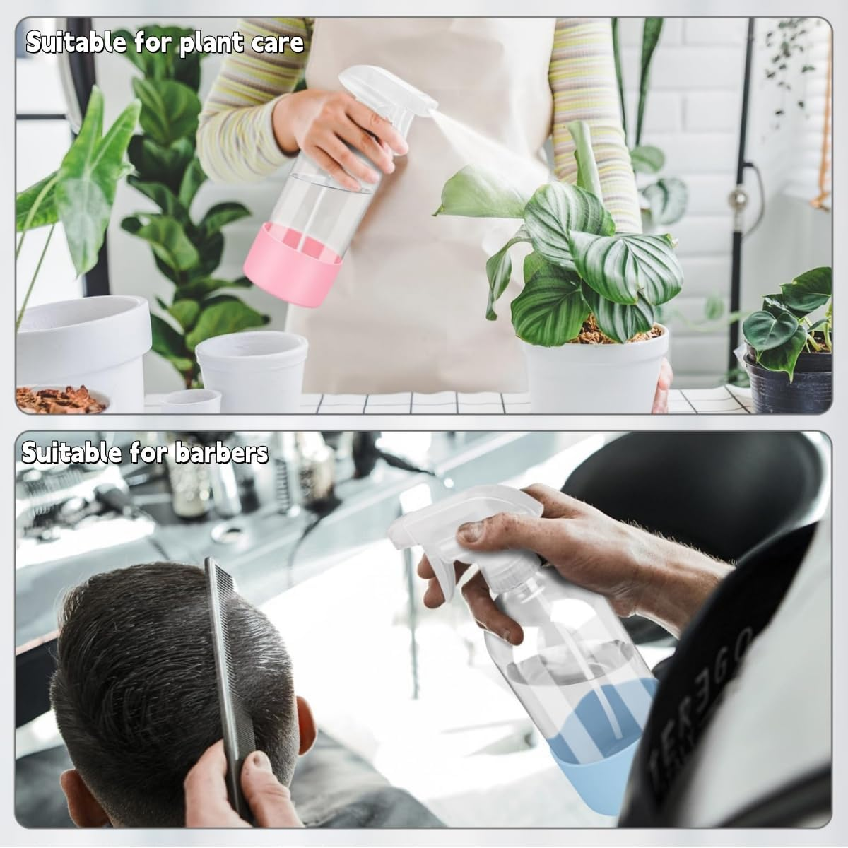 3 Pcs Glass Spray Bottles, Protected by Silicone Sleeves - Refillable to 17 Ounces, Square Adjustable Nozzles for Cleaning Solutions, Essential Oils, Hair Styling (Blue, Pink, Yellow) image number 6