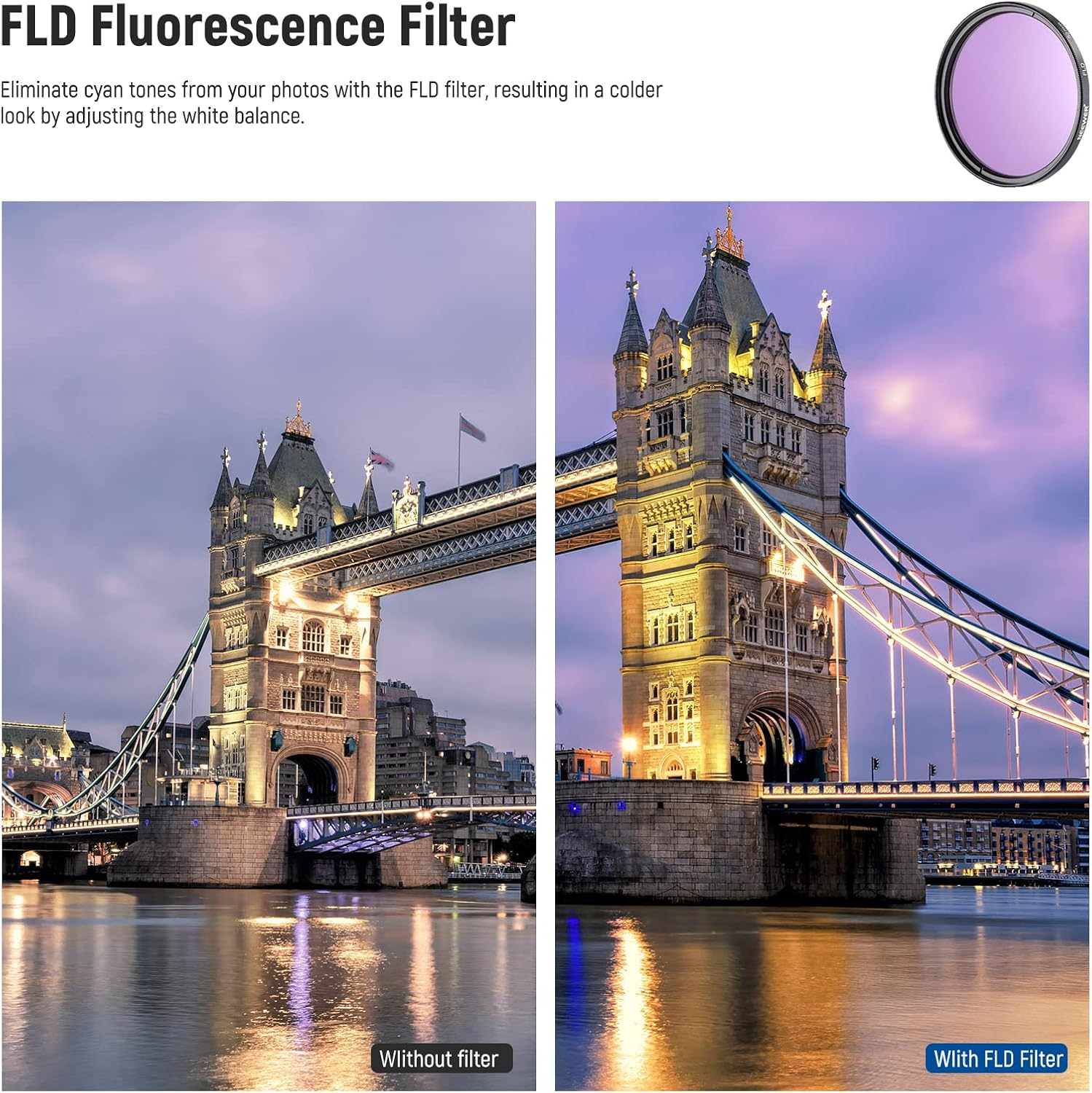 NEEWER 52Mm Nd/Cpl/Uv/Fld/Close up Filter and Lens Accessories Kit with ND2 ND4 ND8, Close up Filters(+1/+2/+4/+10), Tulip Lens Hood, Collapsible Rubber Lens Hood, Lens Cap, Filter Pouch image number 5