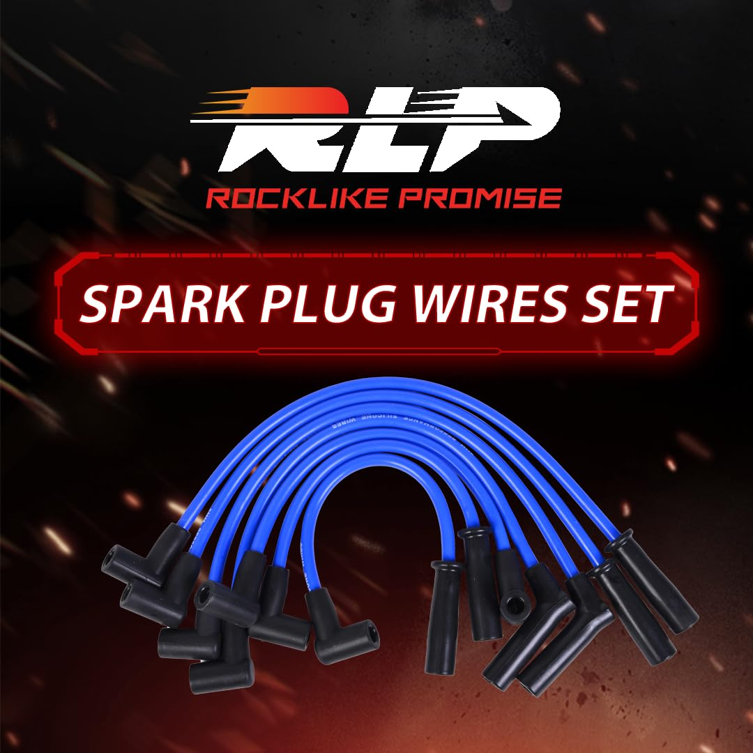 RLP Silicone Spark Plug Wires Set Blue 8.0Mm Compatible with Jeep 91-99 Cherokee 91-92 Comanche 93-98 Grand Cherokee 91-99 Wrangler L6 4.0L Replace 56041856AA - Pack of 7 - Red image number 3