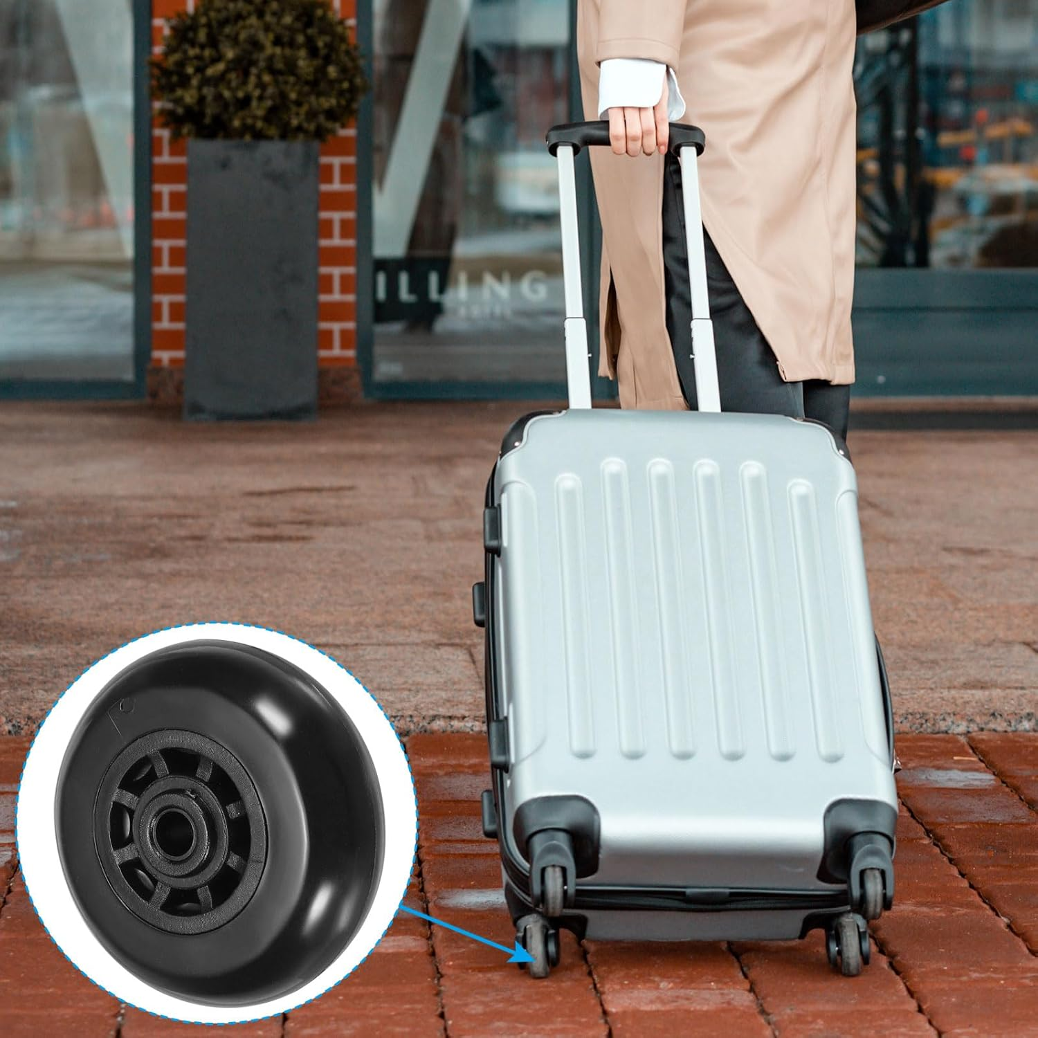 Uxcell Replacement Luggage Suitcase Wheels Repair Kit, 50Mmx18Mm Wear-Resistant & Mute 360 Swivel Caster Wheels image number 2