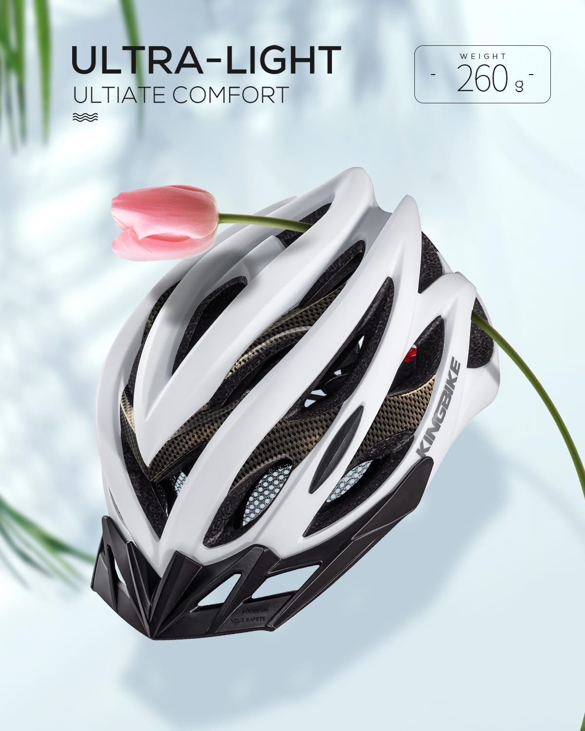 KINGBIKE Bike Helmet with USB Rechargeable Rear Light, Replaceable Liners,Ultra-Lightweight Comfortable for Adult Men Women Youth (54-61CM) image number 5