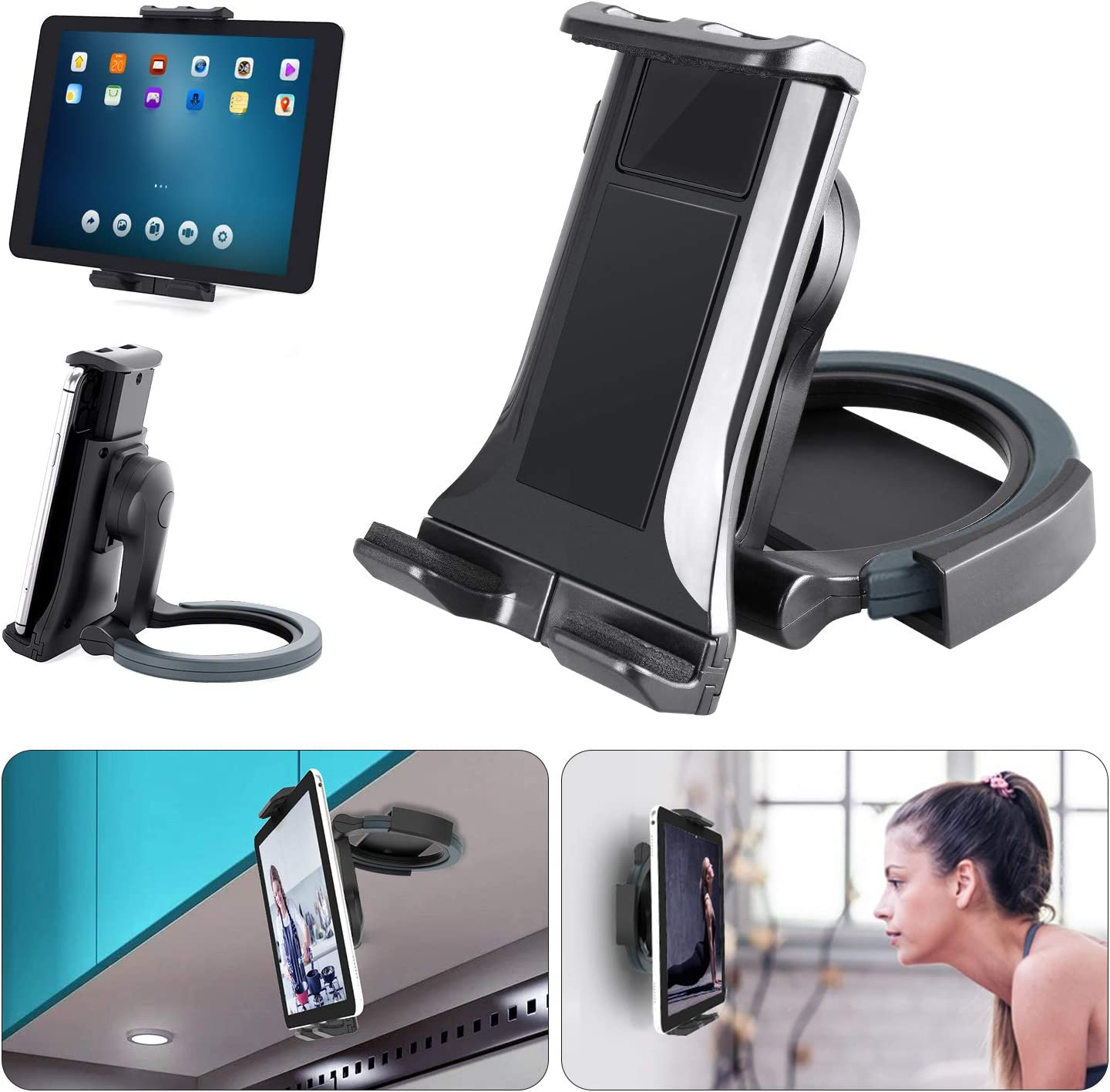 Tablet Stand Adjustable - Cenawin Foldable Tablet Holder, Kitchen Tablet Wall Mount Universal Desktop Stand with Aluminum Arm for 4.7-12" Tablet, Compatible with Ipad Pro/Air/Mini, Phone, Switch image number 6