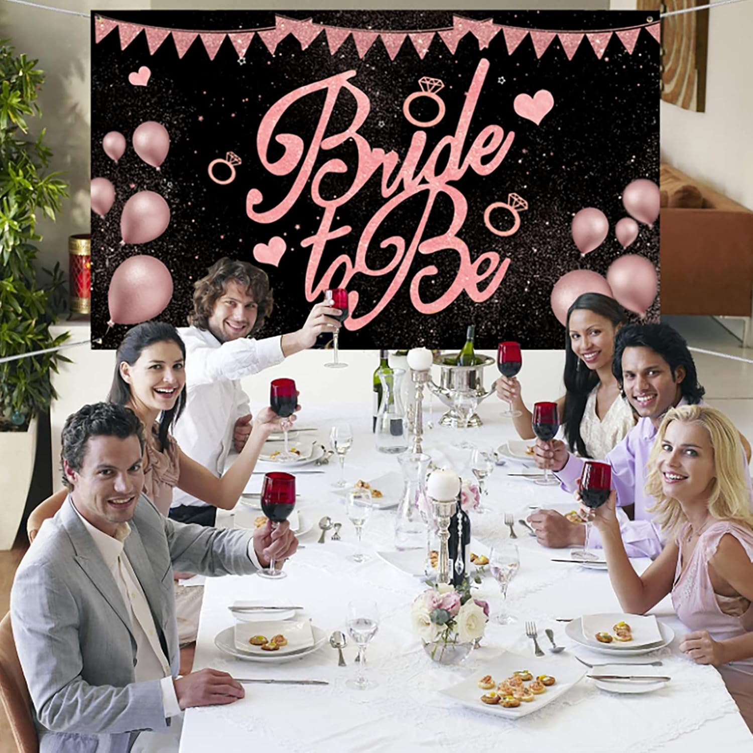 Rose Gold Bride to Be Banner - Xtralarge, 47X79 Inch(1.2X2M) | Rose Gold Bride to Be Sign for Bridal Shower Decorations | Wedding Shower Decorations | Bride to Be Backdrop | Bride to Be Decorations