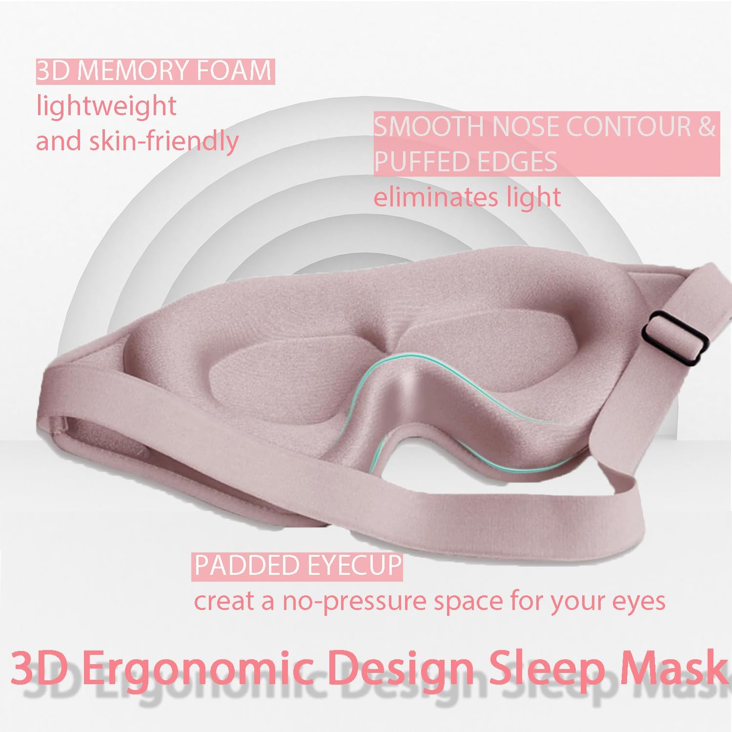Pink Eye Mask for Lash Extensions, Sleep Mask for Lash Extensions for Women,Lash Extension Sleep Mask for Travel Yoga Nap, 100% Blackout 3D Eye Mask for Sleeping - Pink image number 2