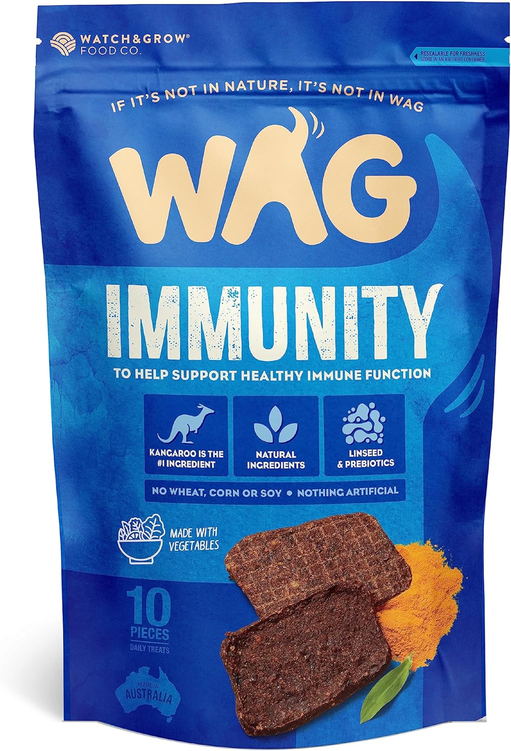 Wag Immunity Kangaroo Jerky Dog Treat, 10 Pieces, Support Healthy Immune Function, Natural Training Treat image number 1