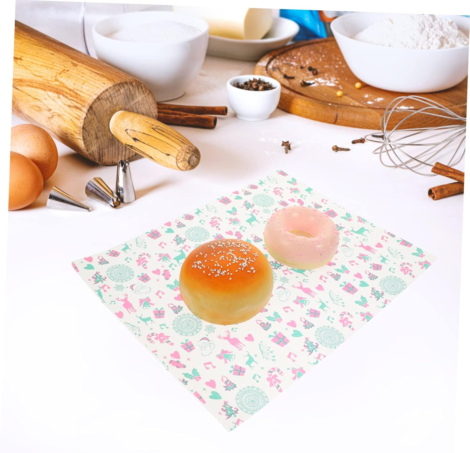 100Pcs Baking Paper Xmas Grease Proof Paper Grease Proof Wrapping Paper Christmas Wrapping Tissue Xmas Design Paper Liners Snacks Paper Christmas Wrapping Paper Wax Paper for Food image number 6