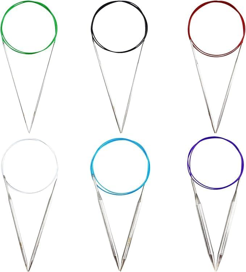 6Pcs 80Cm Circular Knitting Needles Set,6 Sizes Stainless Steel Knitting Needles,Knitting Needles round with Cable,Long & Smooth Metal round Needles,Size 2.25Mm 3.25Mm 4Mm 5Mm 7Mm 9Mm image number 3