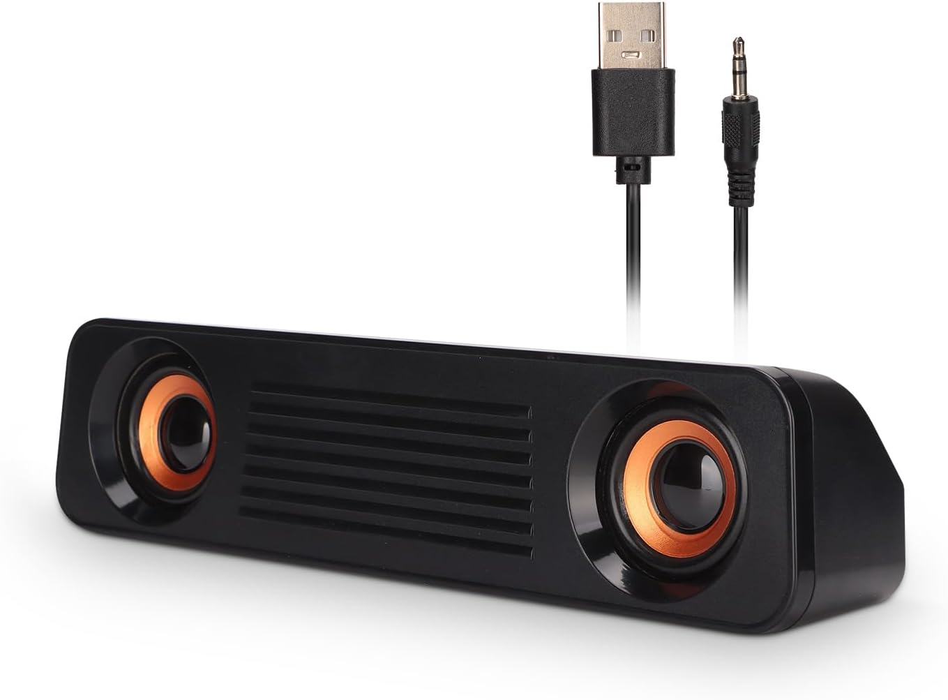 Computer Speakers, Laptop Wired Speaker Hifi Stereo Subwoofer 3.5Mm Aux-In & USB Powered Portable Desktop Long Speaker for TV Computer Tablets PC