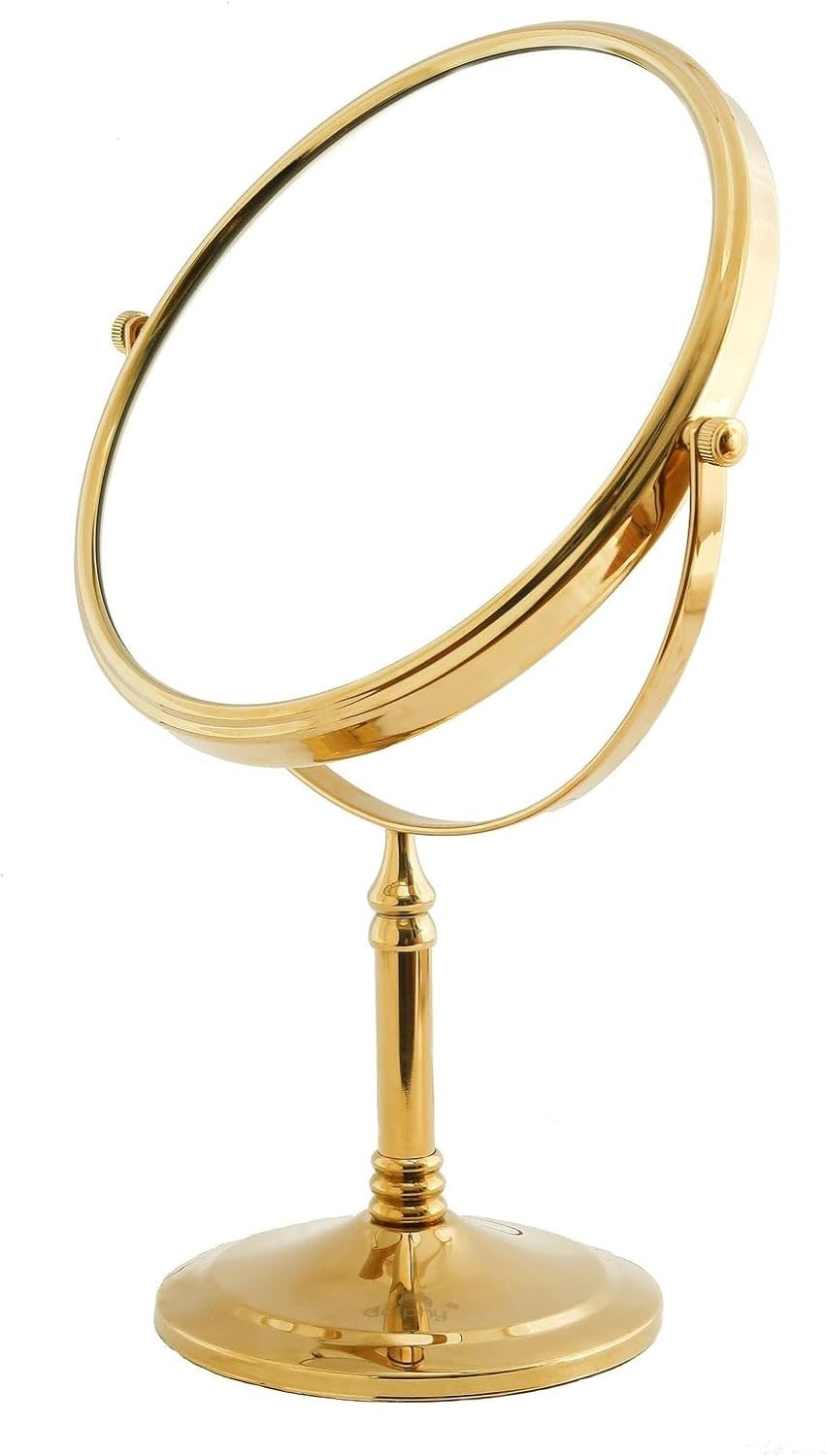 Dolphy 8-Inch LED Tabletop Makeup Mirror &ndash; Dual-Sided with 5X Magnification, Gold Finish, Swivel Design, Bright Lighting, Perfect for Home, Spa, Salon & Travel Use image number 2