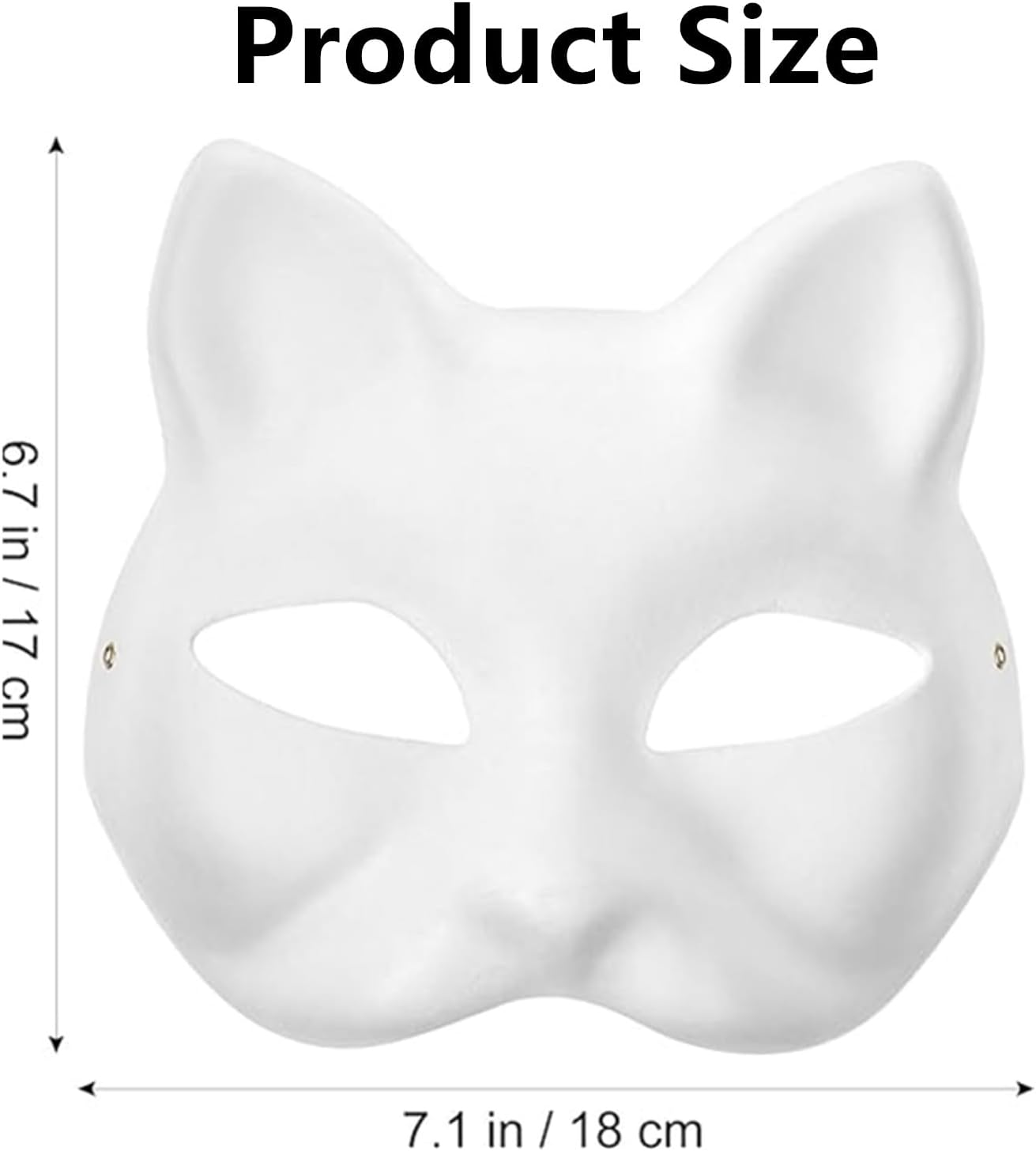 Lyfengdeam Cat Mask Therian White Paper Blank Hand Painted Animal Cosplay Mask, Customizable White Cat Mask, DIY Blank Face Mask for Masquerade, Halloween Party, Animal Cosplay - White-6 Pack image number 3
