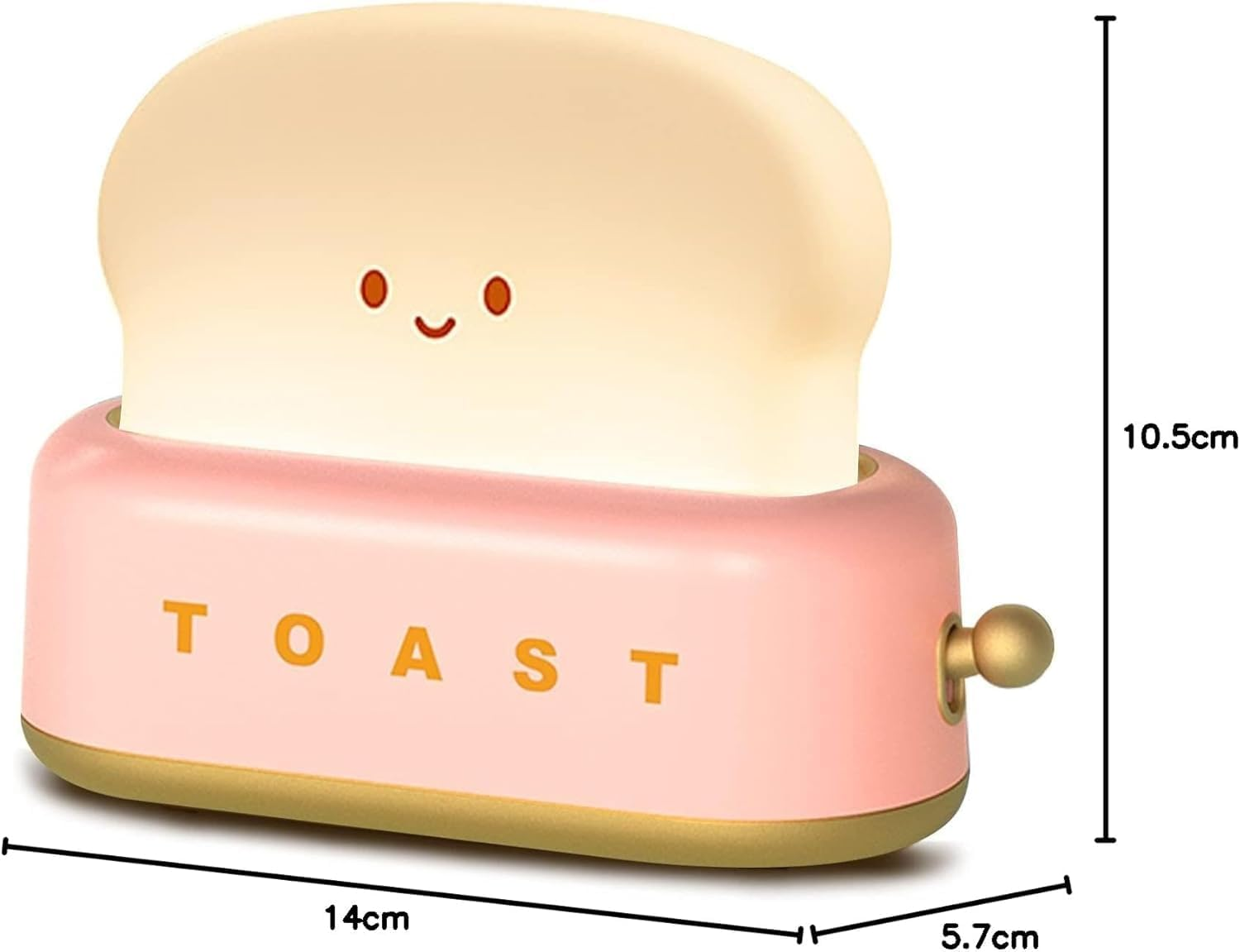 Cute Toast Lamp,Night Light, LED Dimmable Bread Light,Rechargeable Desk Decor Lamp,Bedroom Bedside Sleep Lamps for Birthday Gift Kids Teens (Pink) - Pink image number 1