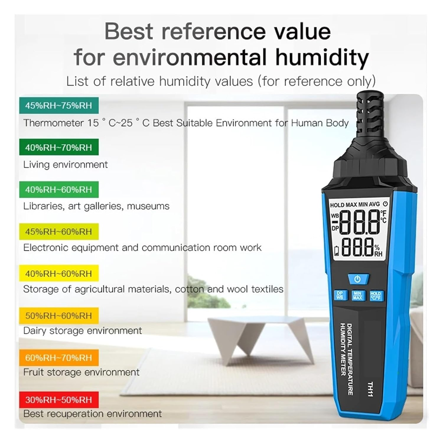 Digital Weather Station Indoor Outdoor LCD Thermometer Hygrometer Wet Bulb Dew Point Temperature Monitor Sensor Data Lock image number 5