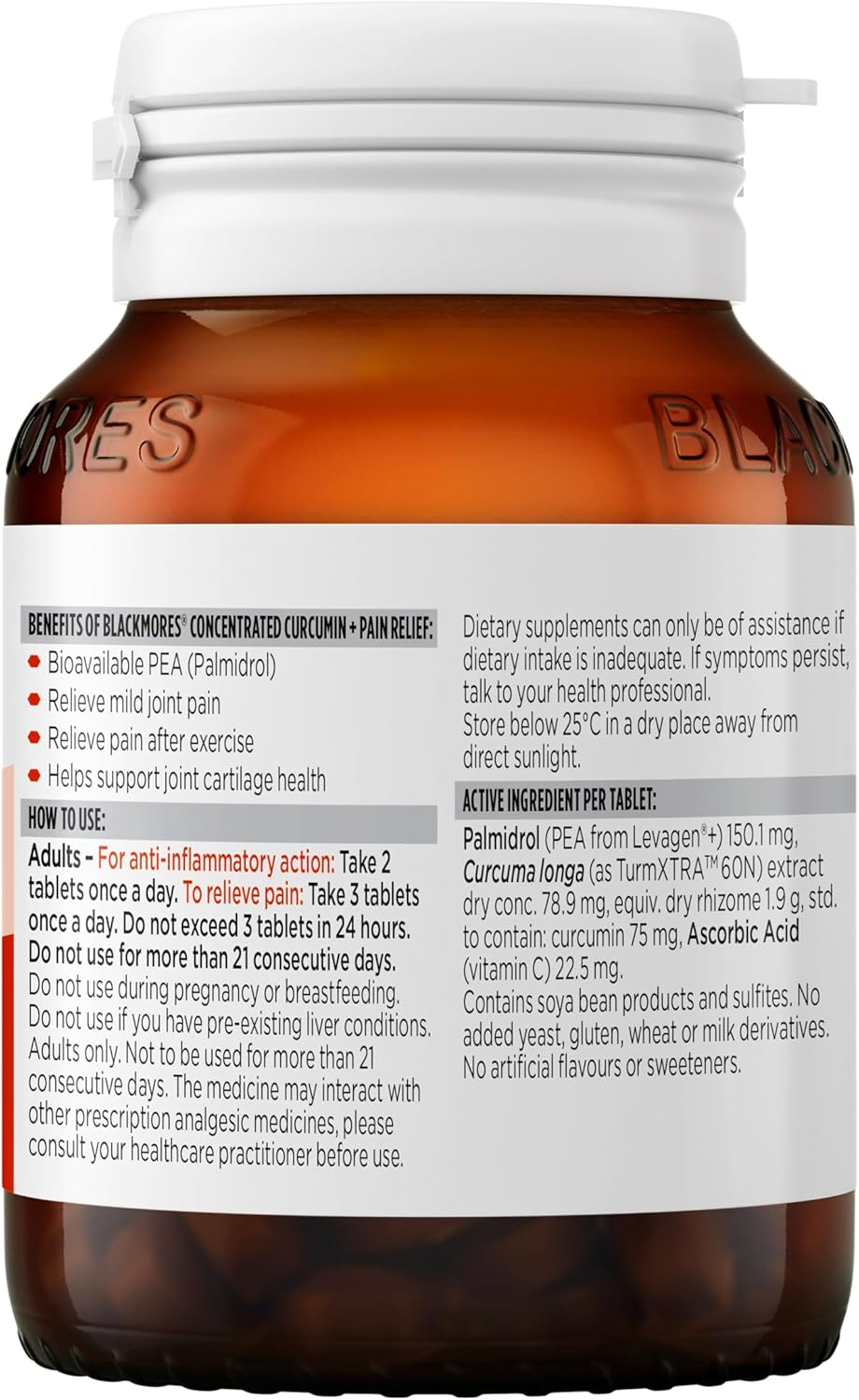 Blackmores Concentrated Curcumin + Pain Relief | Anti-Inflammatory |Relieves Pain after Exercise | 40 Tablets