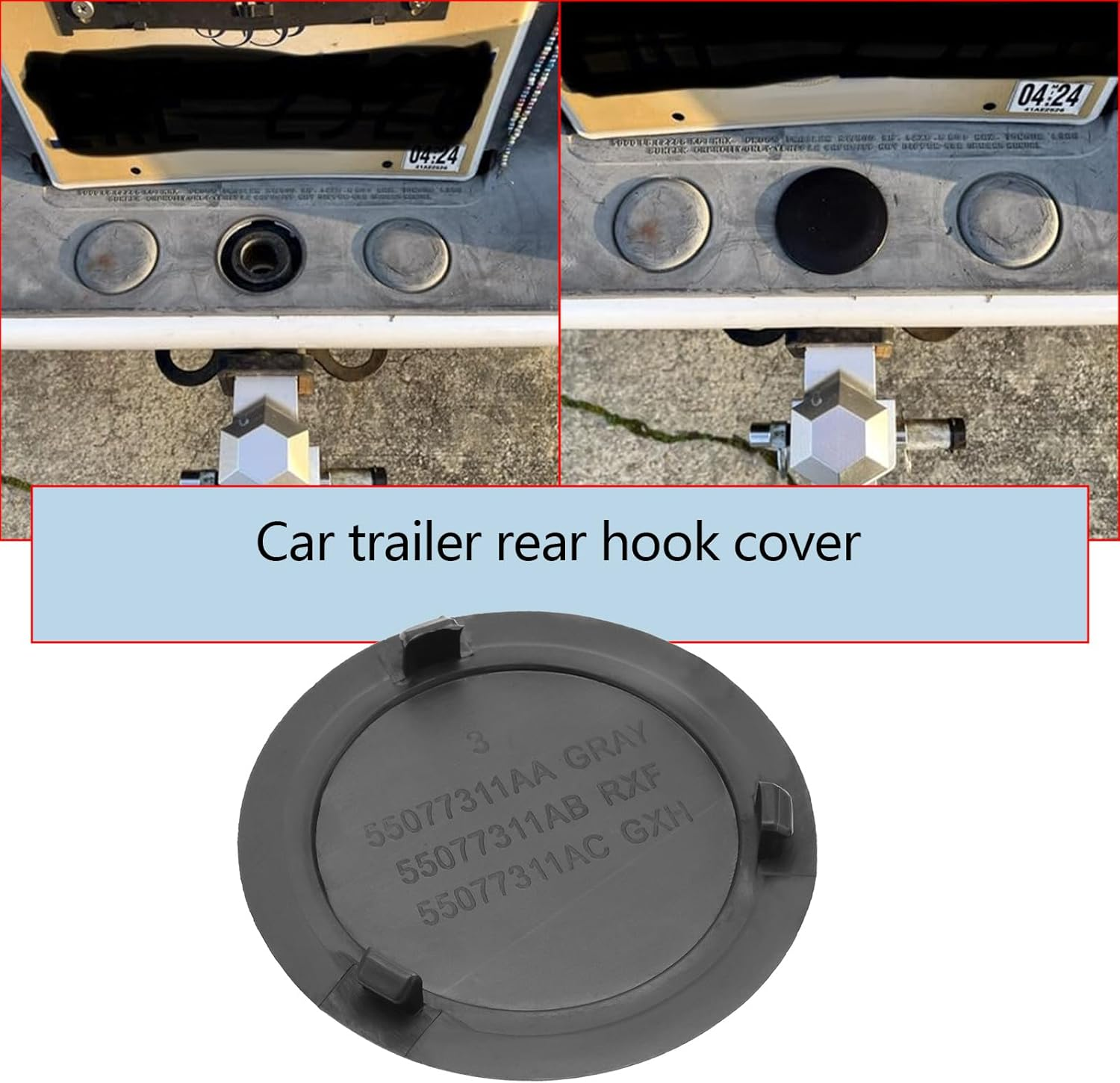 LT Easiyl Trailer Hitch Cover Compatible with Dodge Ram Replacement Part 68495076AA 55077311AB Black Step Pad Cap Rear Bumper Hitch Ball Cover image number 3