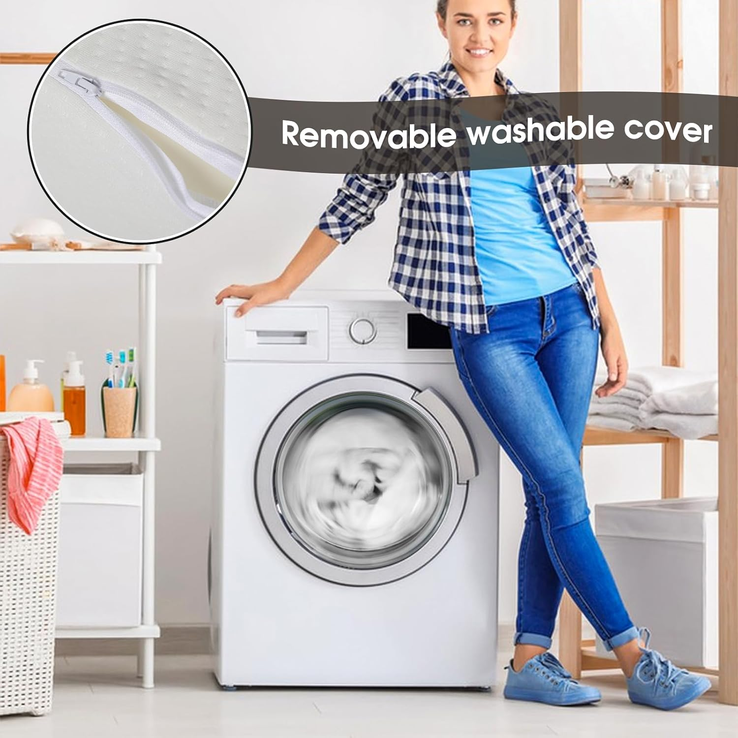 Clevinger Bed Wedge Pillow with Memory Foam, Triangle Pillow for Sleeping, Neck Pillow Back Pillow for Sitting in Bed, Back Support Cushion with Removable Cover (Wedge Pillow) image number 3