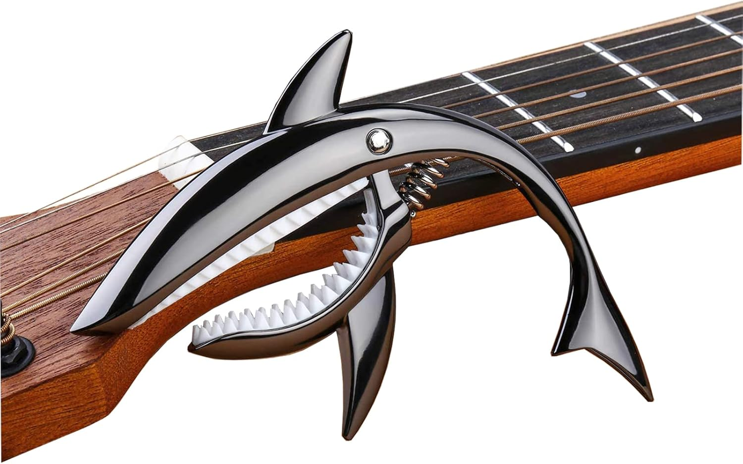 Lepxino Guitar Capo Shark Capo for Electric Accoustic Classical Guitar Ukulele Zinc Alloy Spring Capo (Dark Black) image number 3