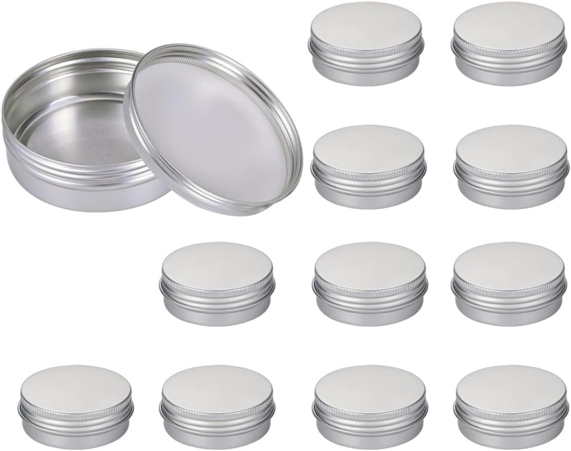 12Pcs 30Ml Aluminum Tin Jars,Round Pot Screw Cap Lids,Silver Cosmetic Sample Jars Storage Containers,Aluminum Tin Jar Refillable Containers round Empty Tins for Lip Balm, Salve, Eye Shadow image number 4