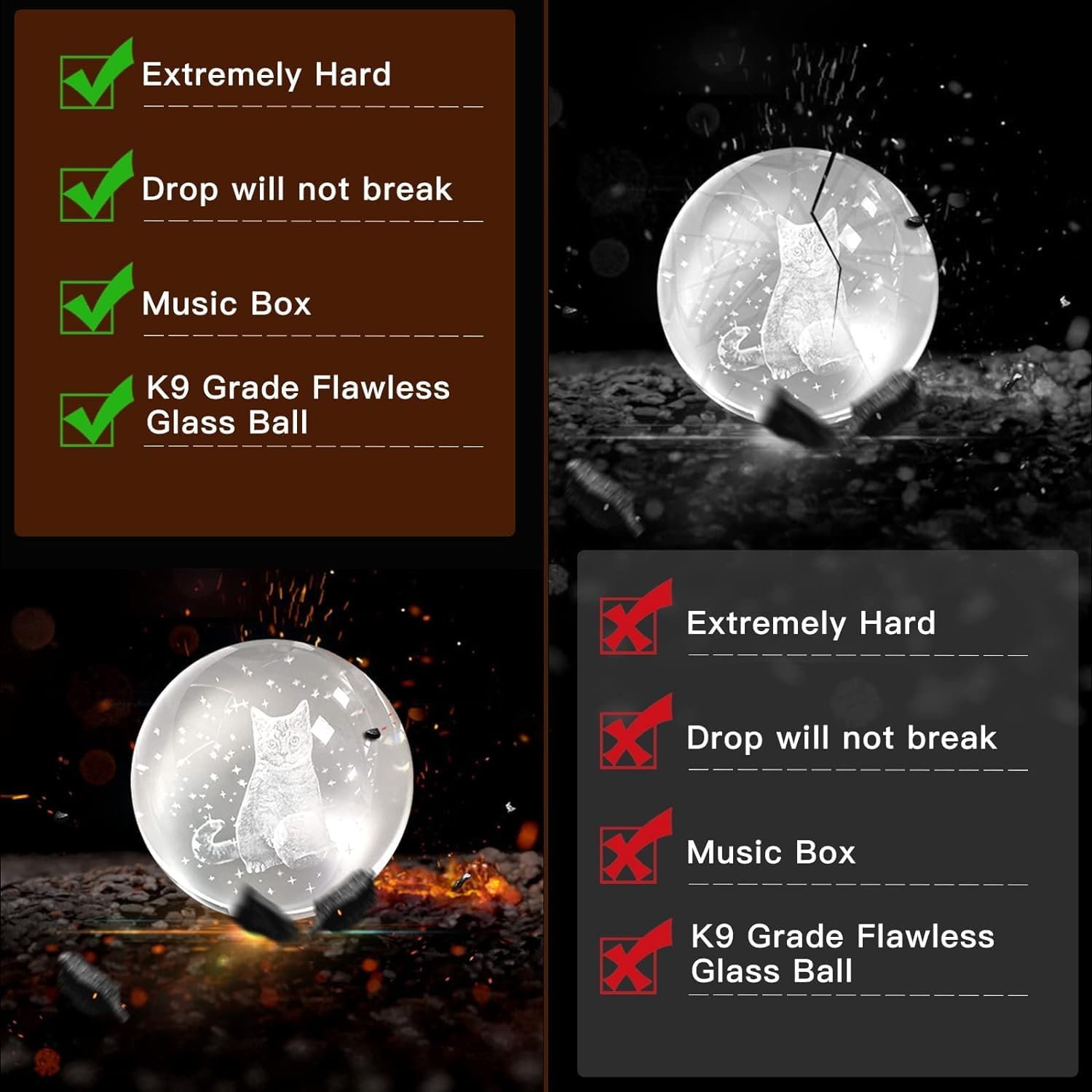 Music Box, 3D Crystal Ball Music Box with RGB Light Projection, 360 Rotating Wooden Base Night Light, Best Gift- Valentine'S Day Birthday Girls Boys Women Mom, Room Decor