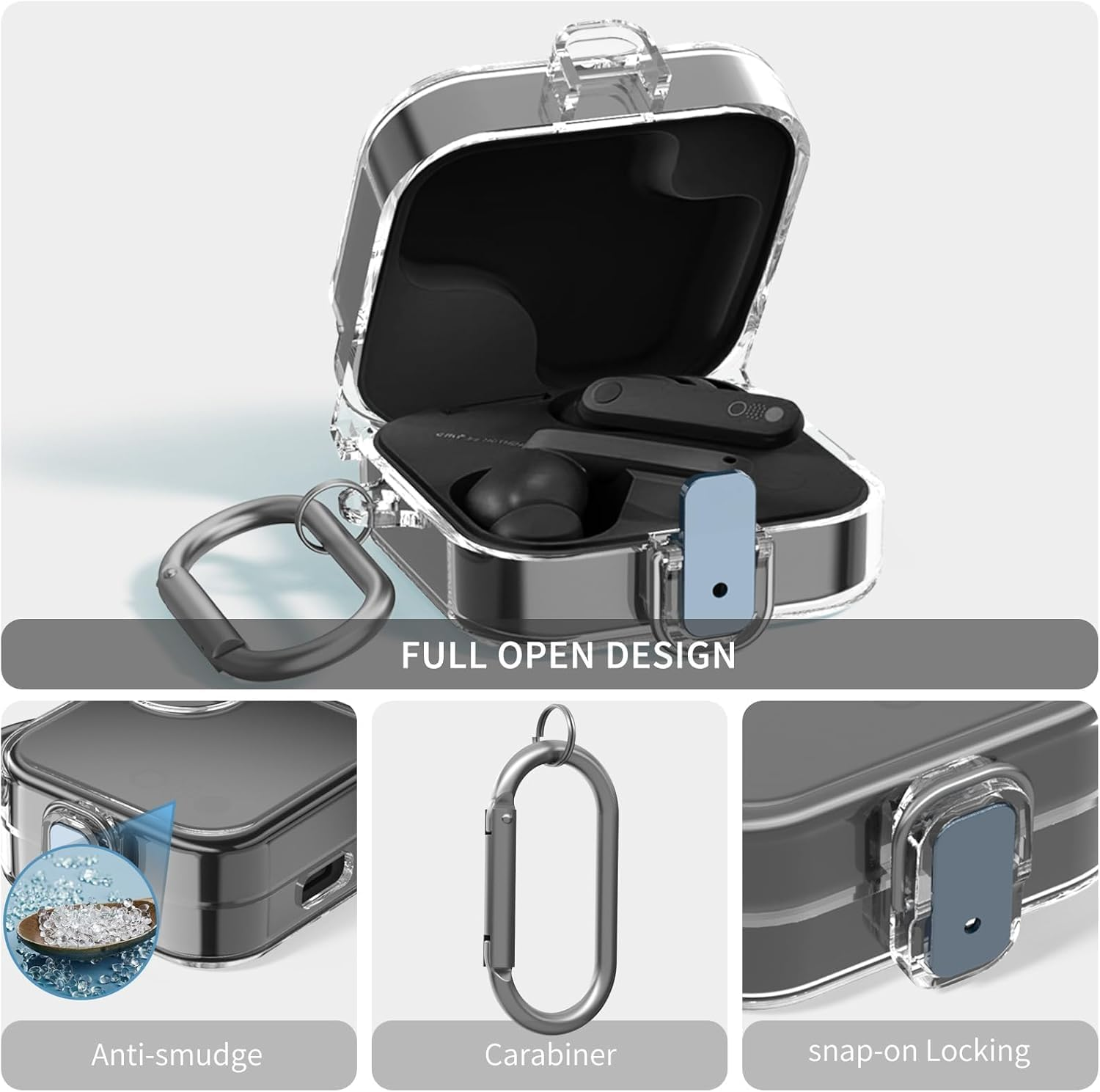 Secure Lock Clear Case Compatible with CMF by Nothing Buds Pro 2 - TPU Protective Cover with Keychain