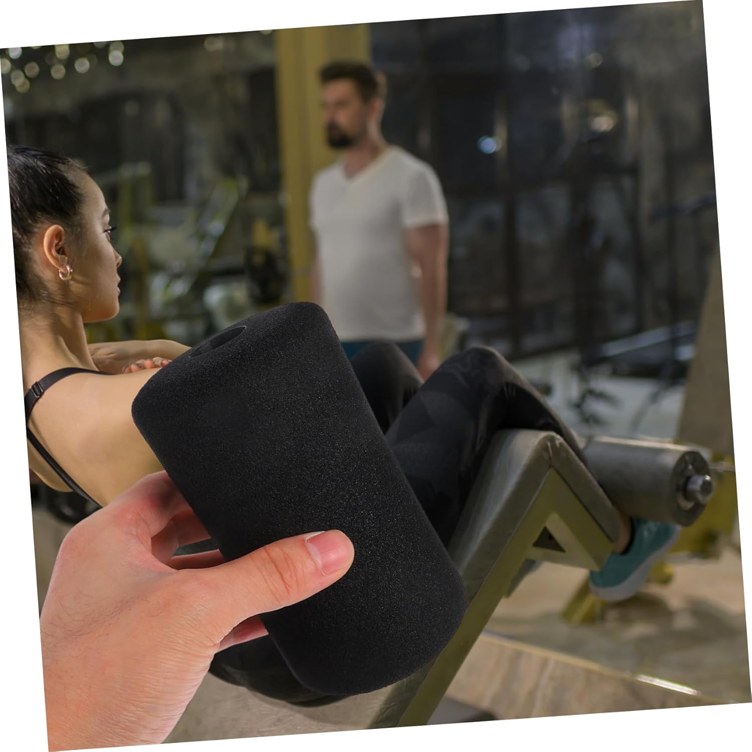 4Pcs Sponge Cover Foam Rollers Gym Exercise Equipment Pulleys Muscle Roller Foam Gym Training Sleeve Rolling Foam Portable Weights Foam Roller for Safety Gym Pad Black image number 4