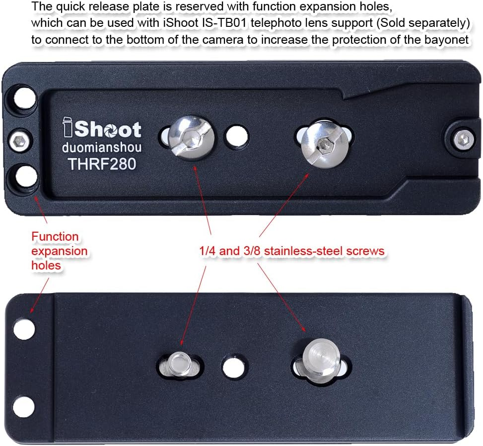 Ishoot CNC Metal Arca-Swiss Fit Camera Quick Release Plate Compatible with Canon RF 200-800Mm F6.3-9 Is USM Tripod Mount Ring Lens Collar Support Bracket, Used for Arca Fit Tripod Head Clamp image number 6