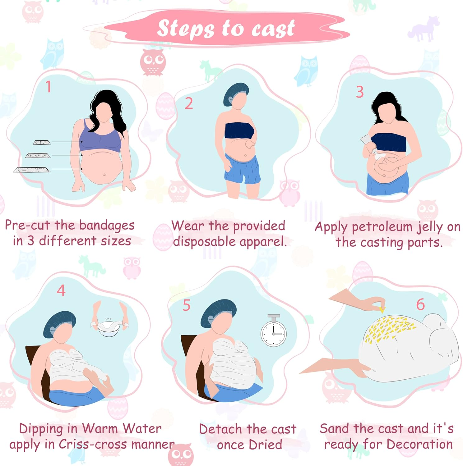 Crawl Story Belly Cast Kit Pregnancy-Baby Casting Kit | with 5-Plaster Cloth Roll, Hanging Hardware & Decorative Items| Perfect Baby Shower & Pregnancy Gifts|Pregnancy Belly Casting Kit Baby Bump Cast image number 6