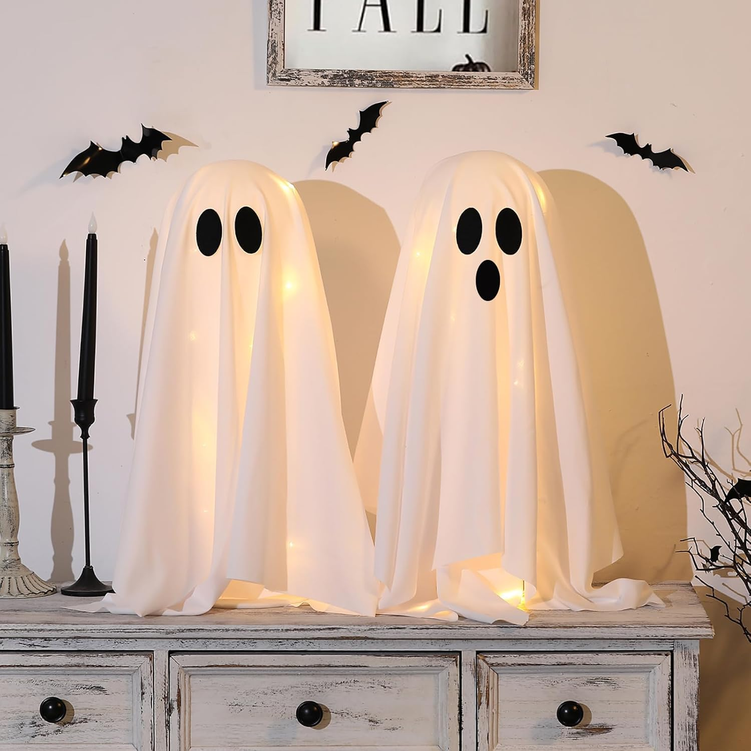 Halloween Decorations Indoor, 2 Packs Spooky Ghosts, Scary Ghost for Halloween Decor Party Home Table Room Kitchen and Fireplace Decor (White) image number 3