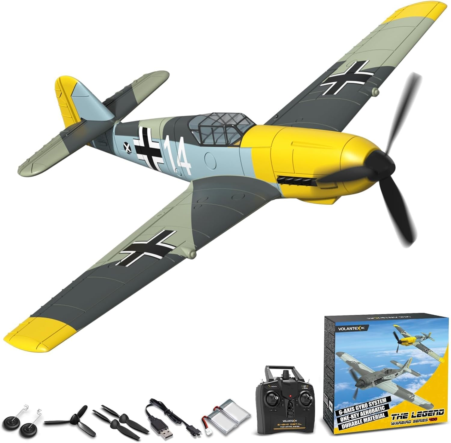 VOLANTEXRC RC Plane 4-CH Remote Control Plane Ready to Fly Spitfire Remote Control Plane for Beginners with Xpilot Stabilization System, One Key Aerobatic for Adults (761-12RTF)