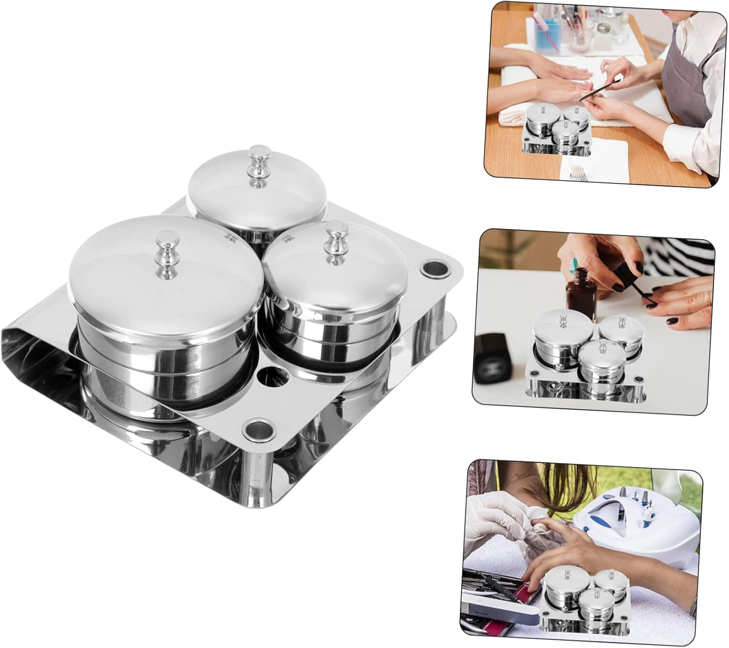 Zerodeko Manicure Kit of Stainless Steel Cups Nail Art Cup Powder Mixing for Nail Gel Salon image number 5