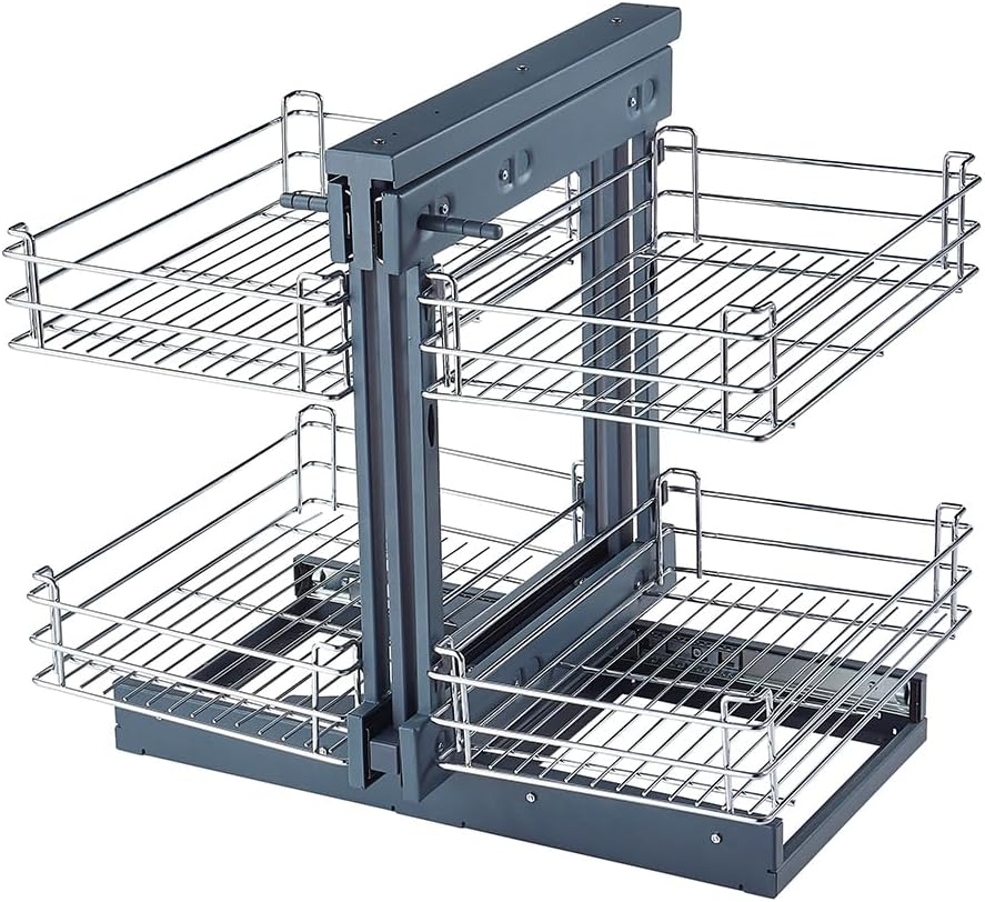 Blind Corner Cabinet for 31.5" Cabinet, Slide Out Kitchen Cabinet Shelf Pull Out Kitchen Pantry Corner Organizer Soft Close 2 Tier Pull Out Basket Bottom Mount image number 1