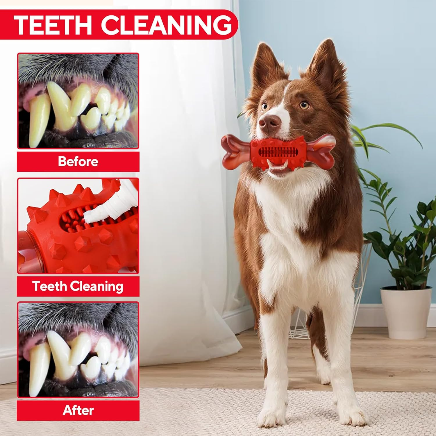 LIFLIX Dog Toys for Aggressive Chewers, Tough Indestructible Chew Toys, Durable Rubber & Nylon Toys for Large Medium Breed, Interactive Dog Toy for Teething, Bone Shape image number 2