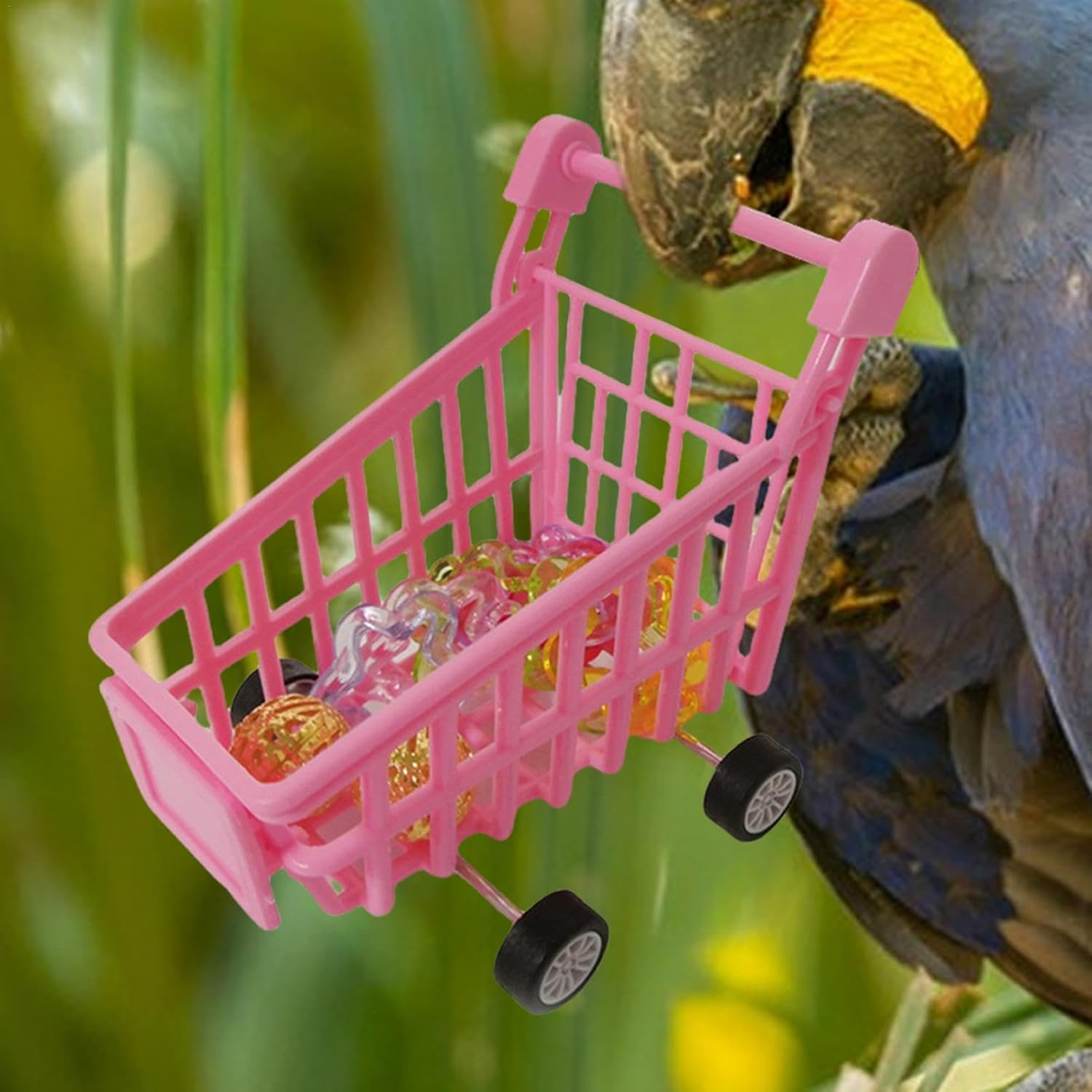 Shurzzesj Bird Shopping Cart Toy - Supermarket Handcart Toy for Parrots - Bird Parrot Puzzle Toy Shopping Cart Ball Toy Bird Educational Training Toy for Conure Parrot Budgie Parakeet image number 6