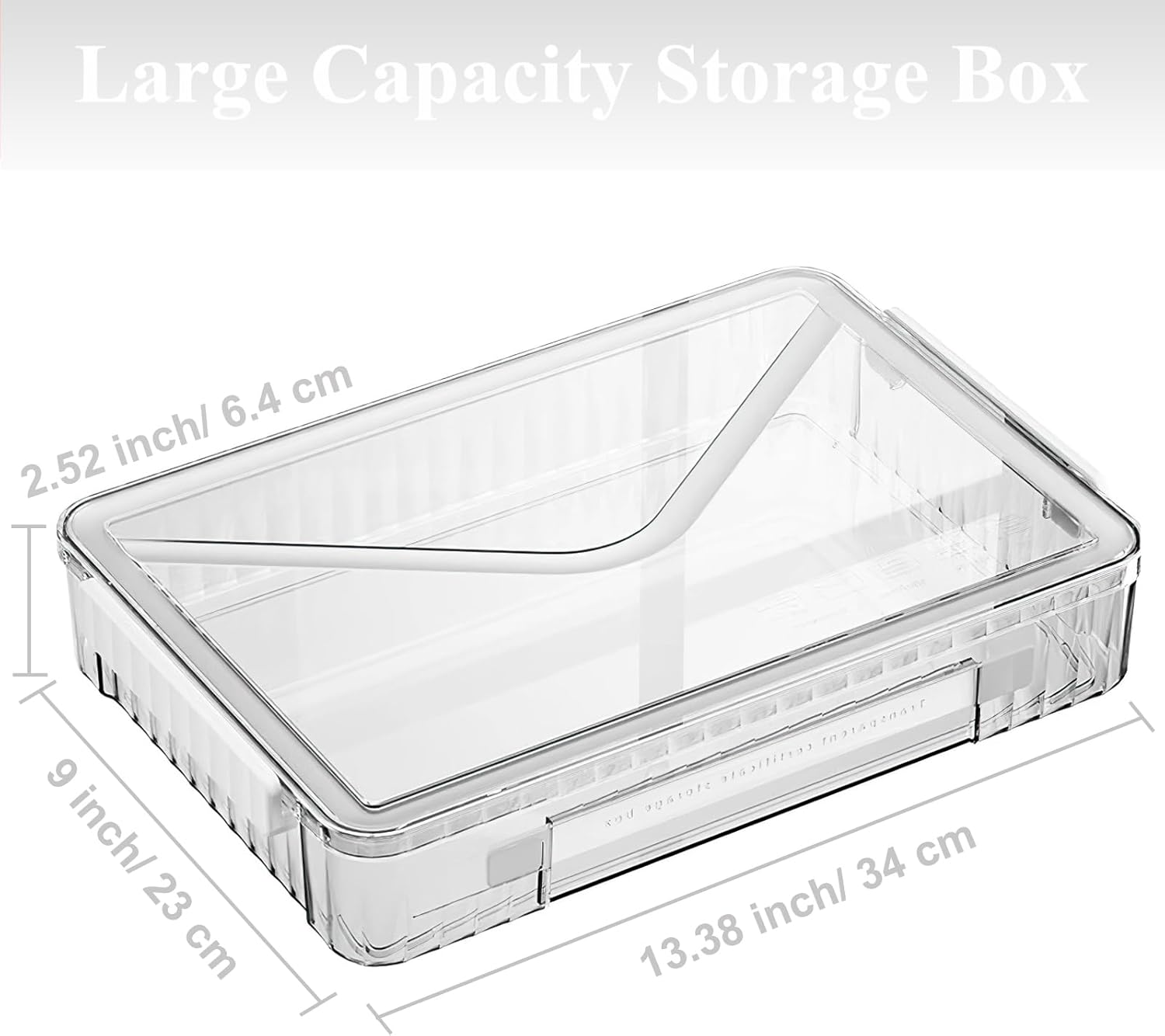 SAYEEC Plastic Storage Box Clear Stackable Storage Bins with Lids and Handle Large Capacity Storage Containers File Protector Case Organizer Portable Project Case for A4 Paper Photo Scrapbook Document - Clear Storage Box With White Handle image number 1