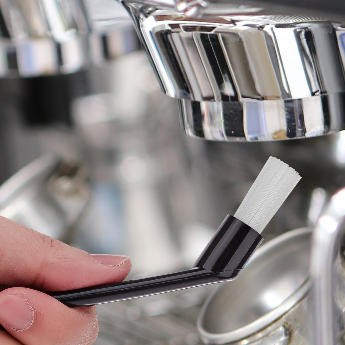 Folmywy Coffee Machine Cleaning Brush 15Cm Professional Espresso Cleaner Black Short Handle Nylon Barista Tool for Group Heads Scoop Tamper Portafilter Shower Screen image number 1