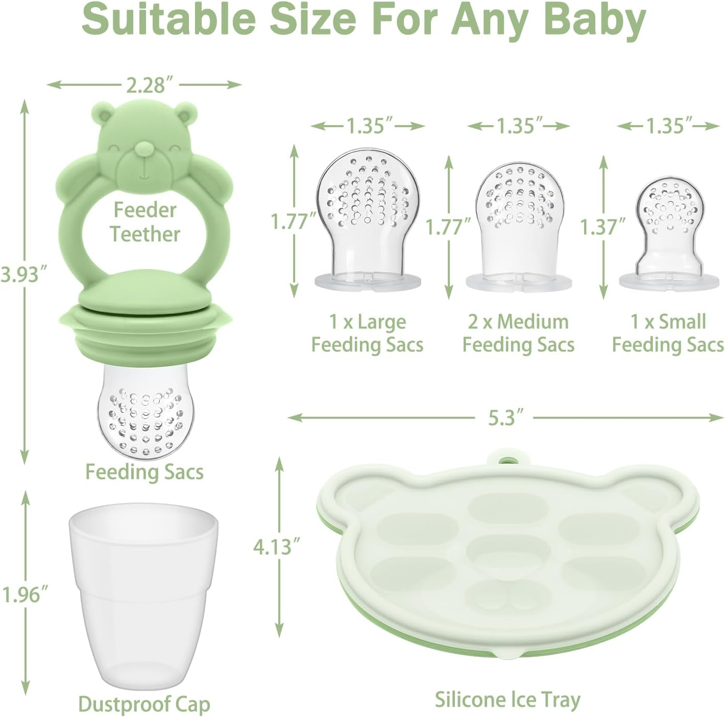 Baby Silicone Fruit Food Feeder Pacifier & Breastmilk Popsicle Freezer Molds, BPA Free Baby Food Storage Containers Frozen Ice Tray for Baby Feeding Safely, Infant Fruit Teething Toy - Bear Beige image number 5