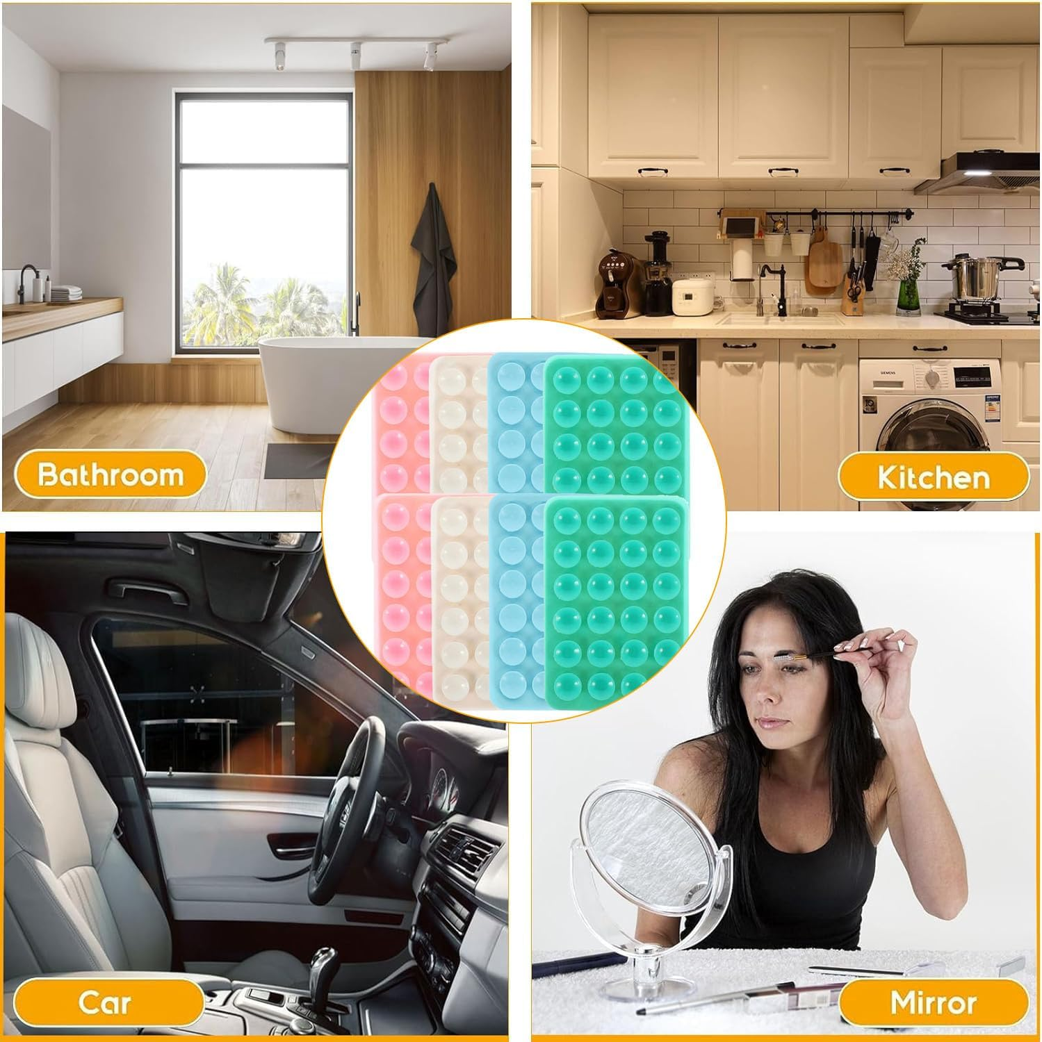 Wzenclave 8Pcs Silicone Phone Suction Cup Phone Suction Mount, Adhesive Phone Hands-Free Mobile Accessory Holder Suitable for Iphone and Android Hands-Free Call or Selfie Assistant and Videos image number 2