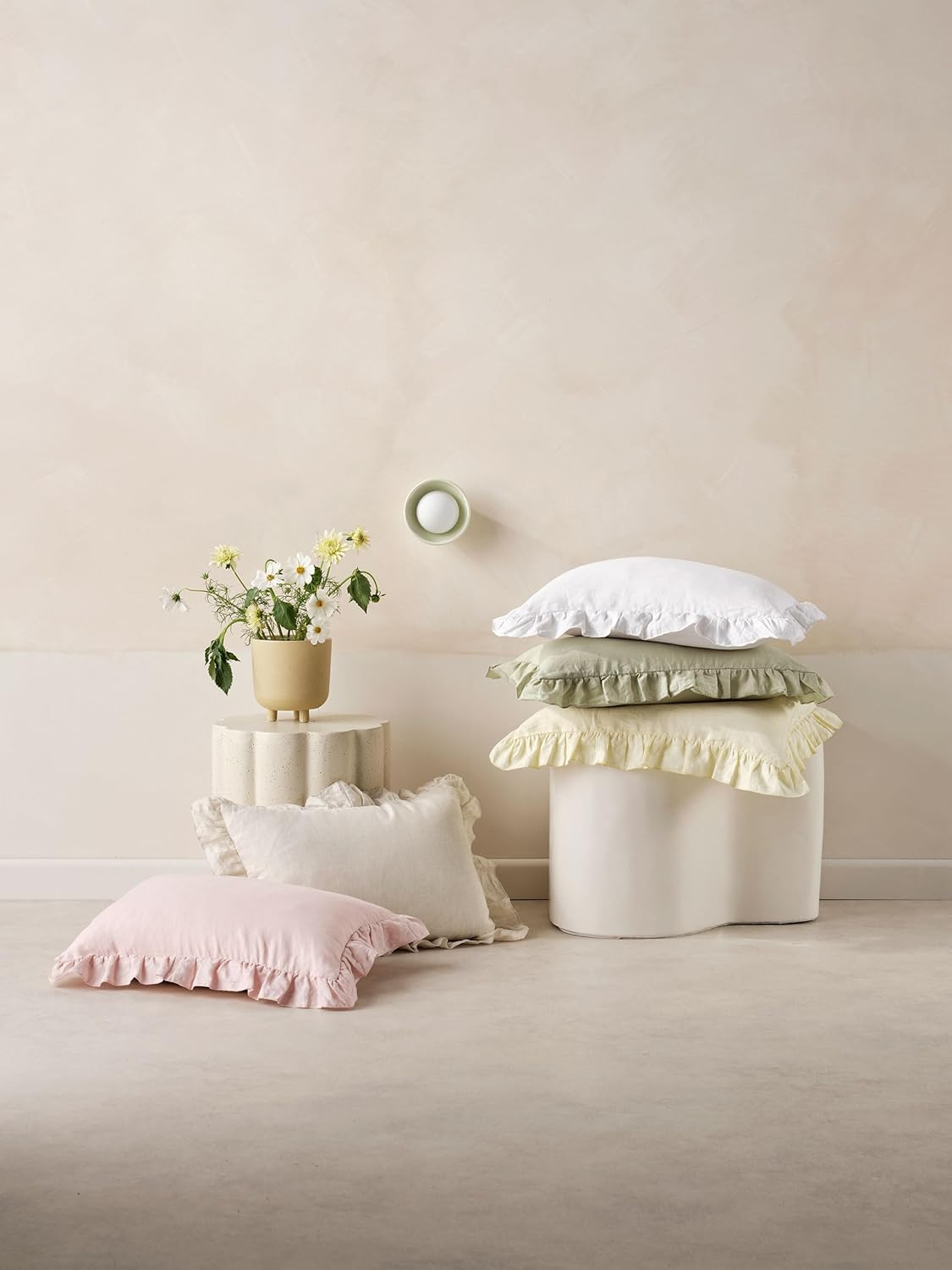 Linen House Nimes Ruffle Cushion, Natural, 40 X 60 Cm Size image number 1